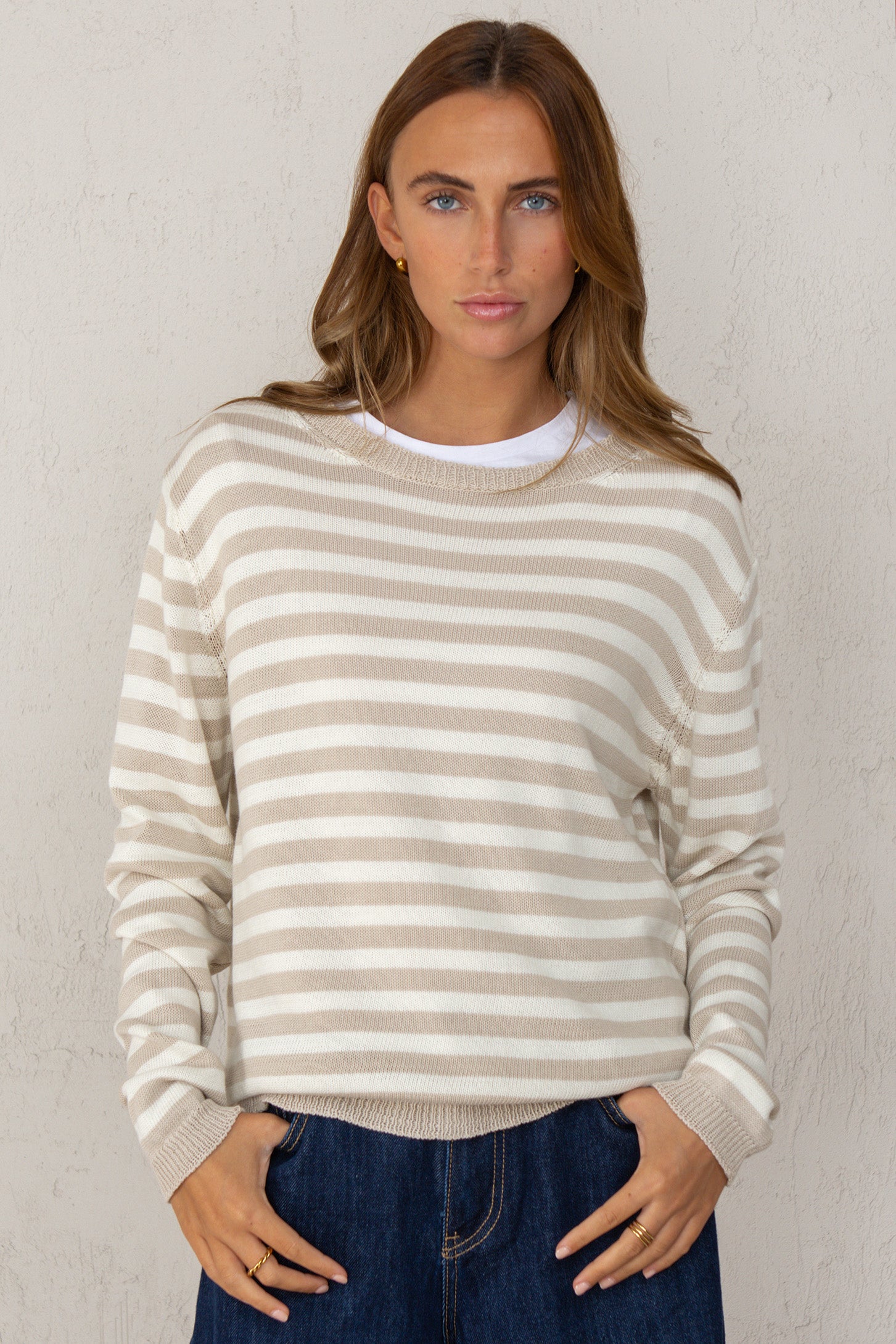 ALBA JERSEY // BEIGE STRIPES