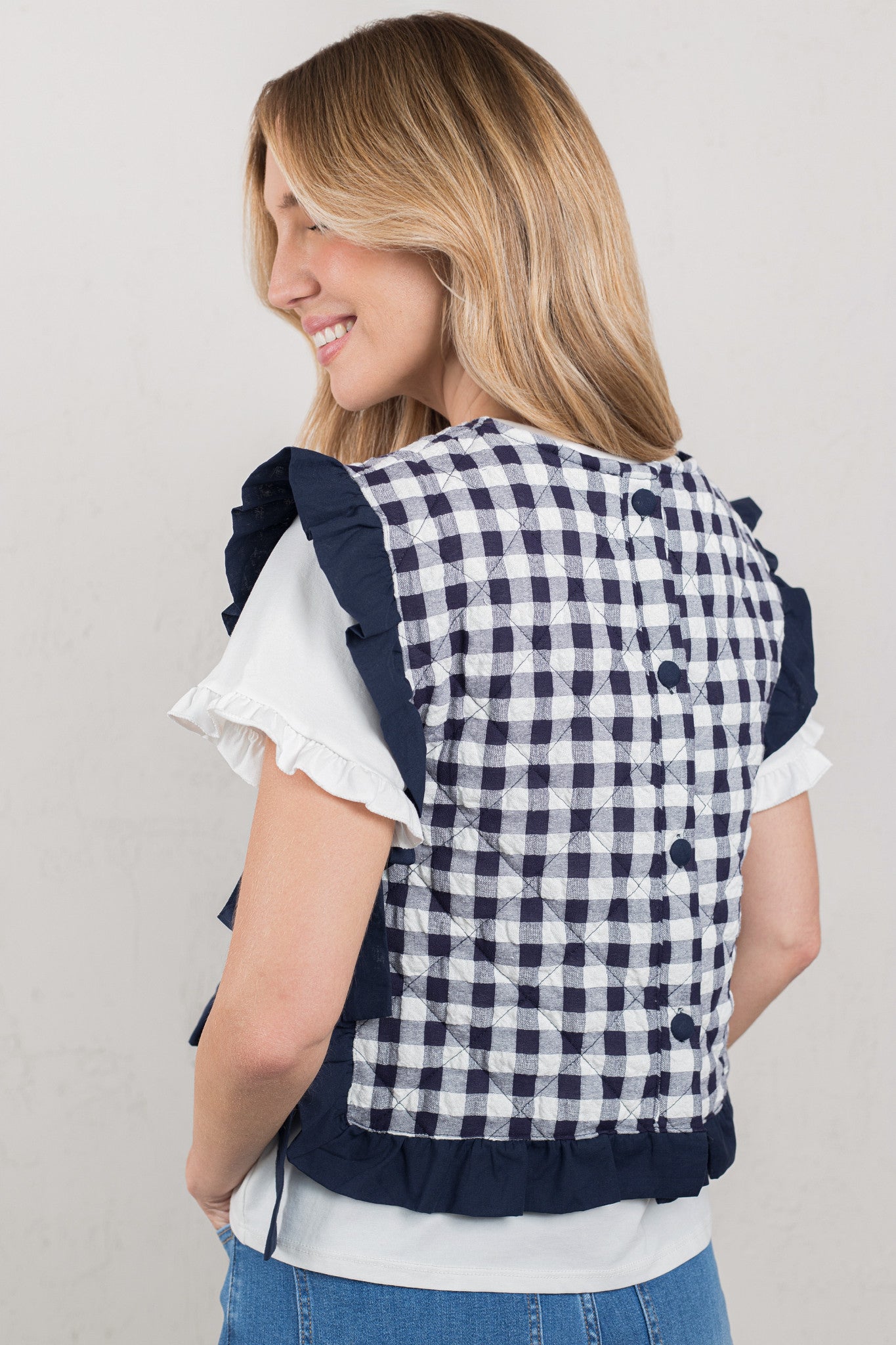 CHALECO ABRIL // CUADROS NAVY