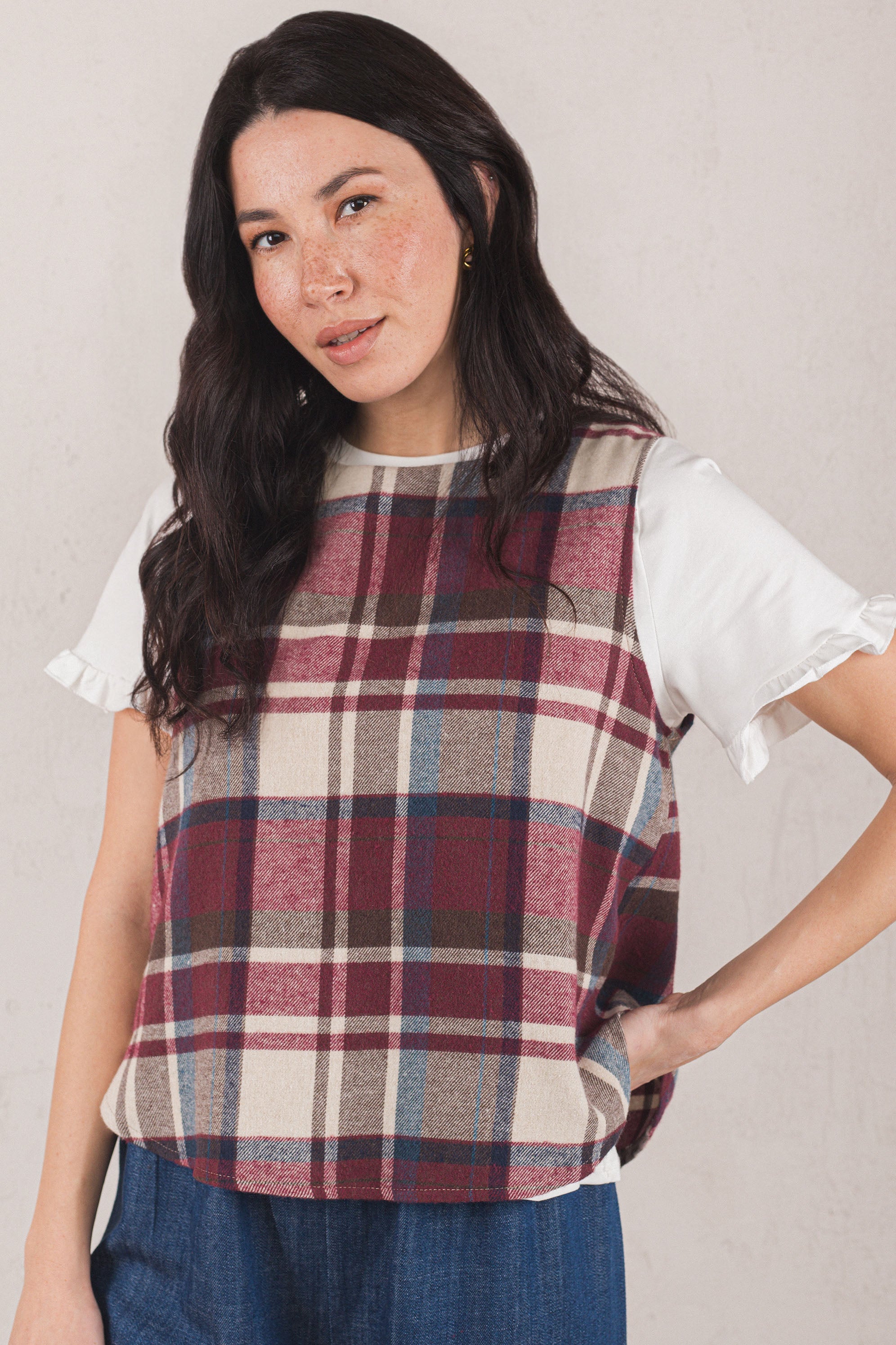 VICTORIA VEST // MAROON CHECK