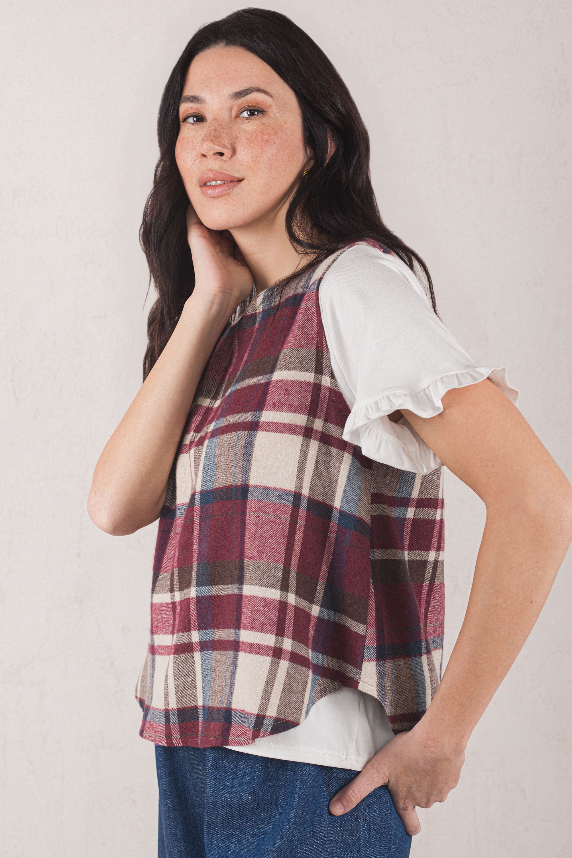 VICTORIA VEST // MAROON CHECK