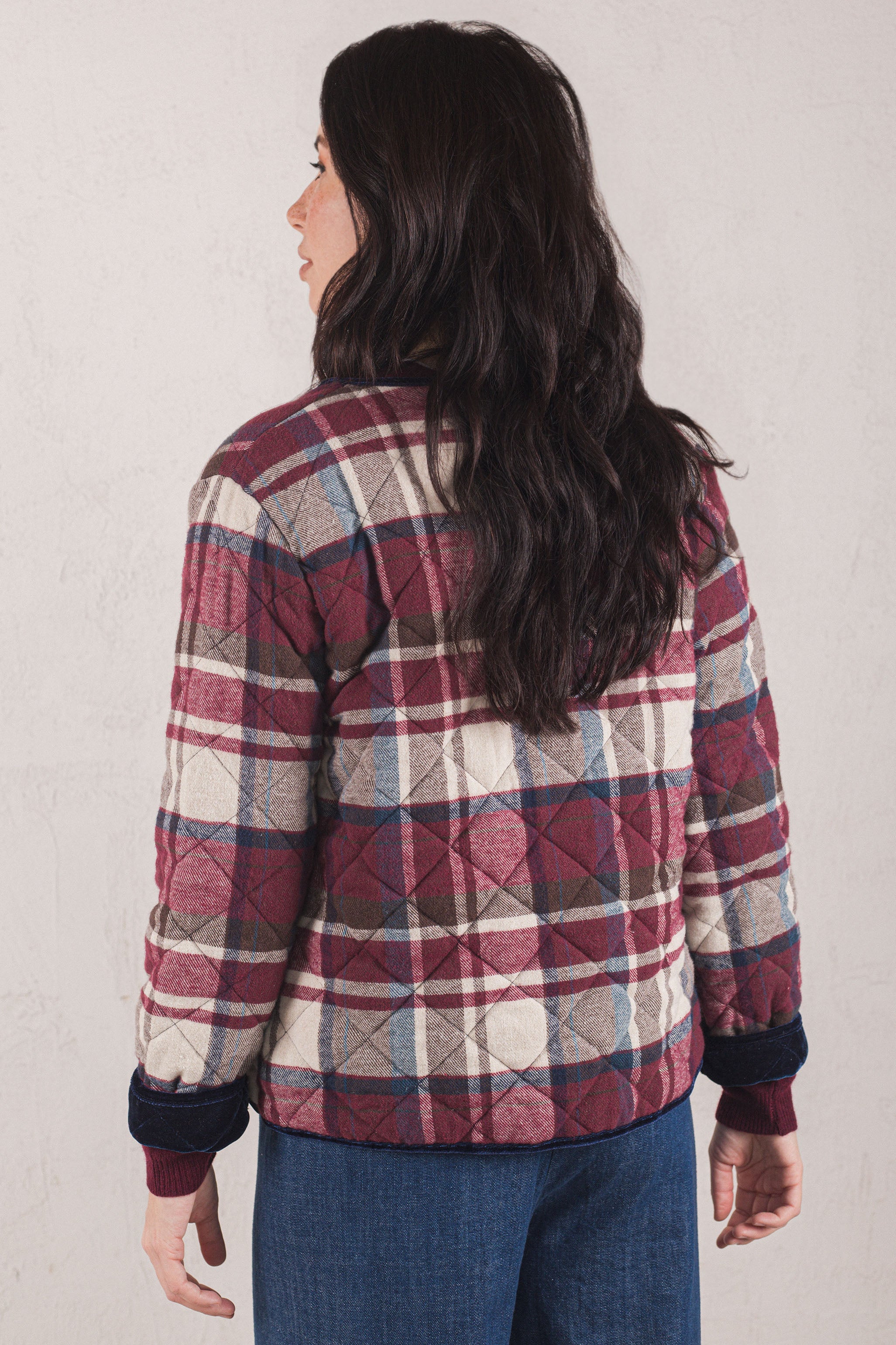 VESTE DANIELA // À CARREAUX BORDEAUX