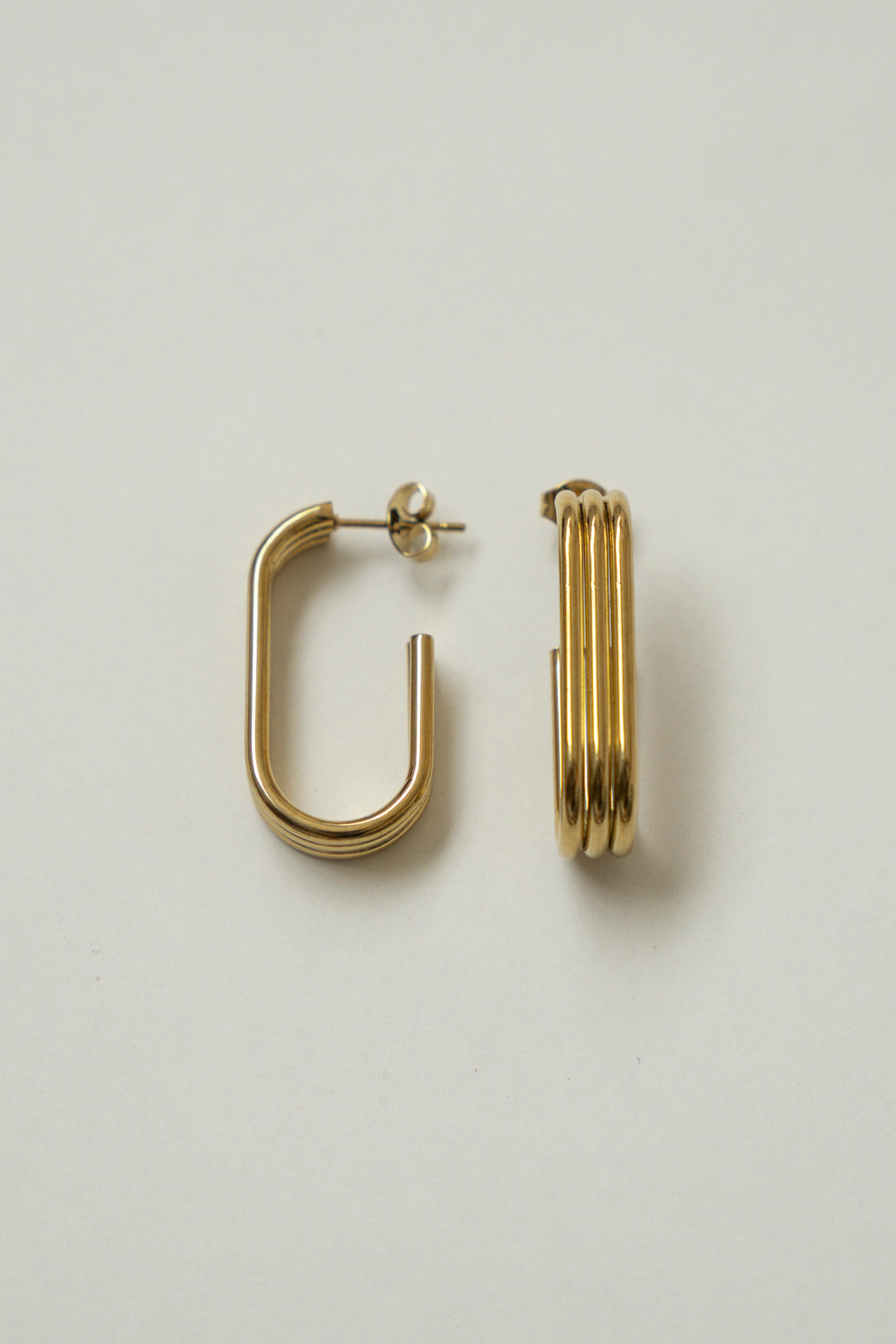 Triple Oval Hoop Earrings // Gold