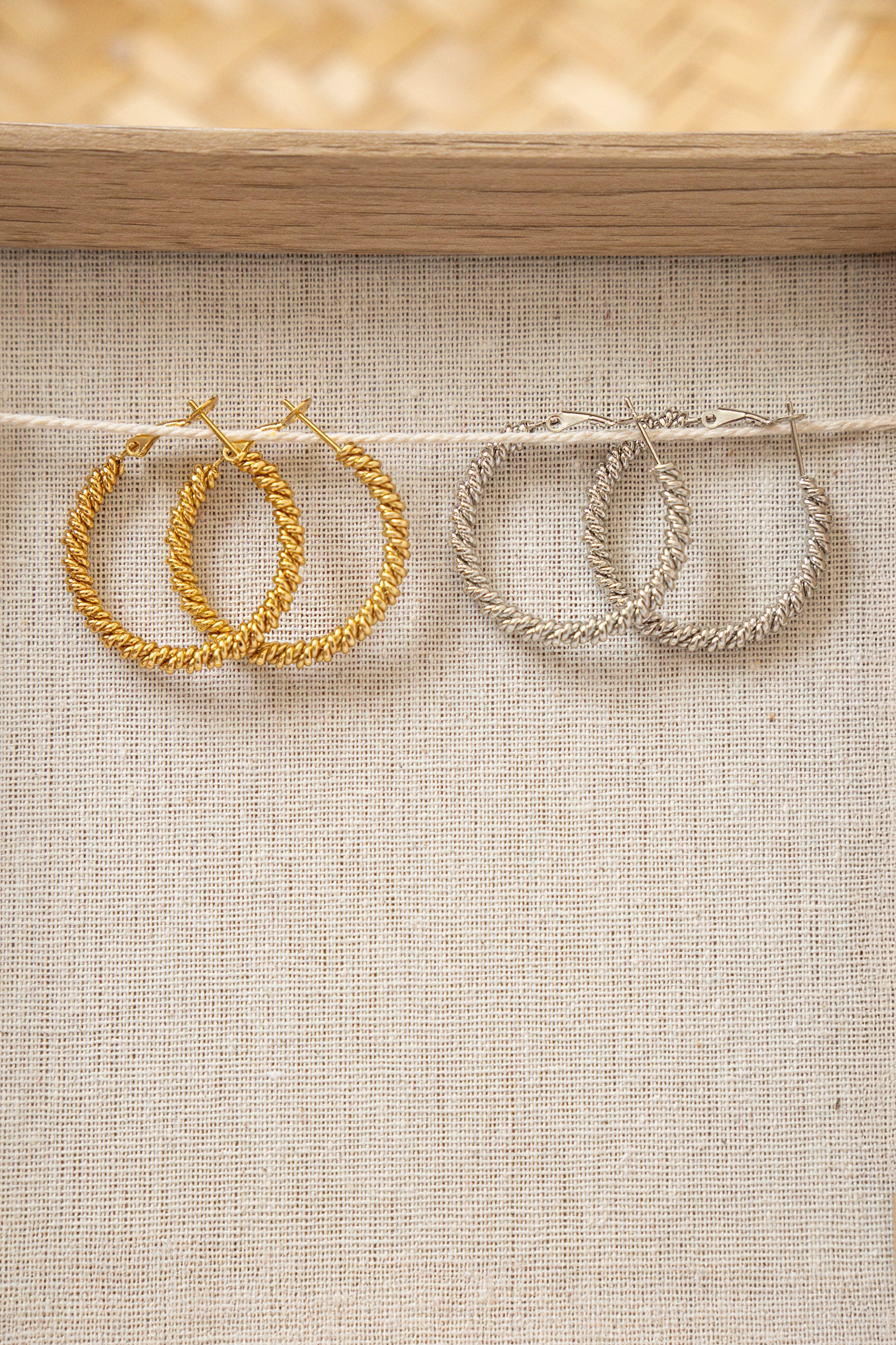 LARGE TWISTED BRAID HOOP EARRINGS // GOLD