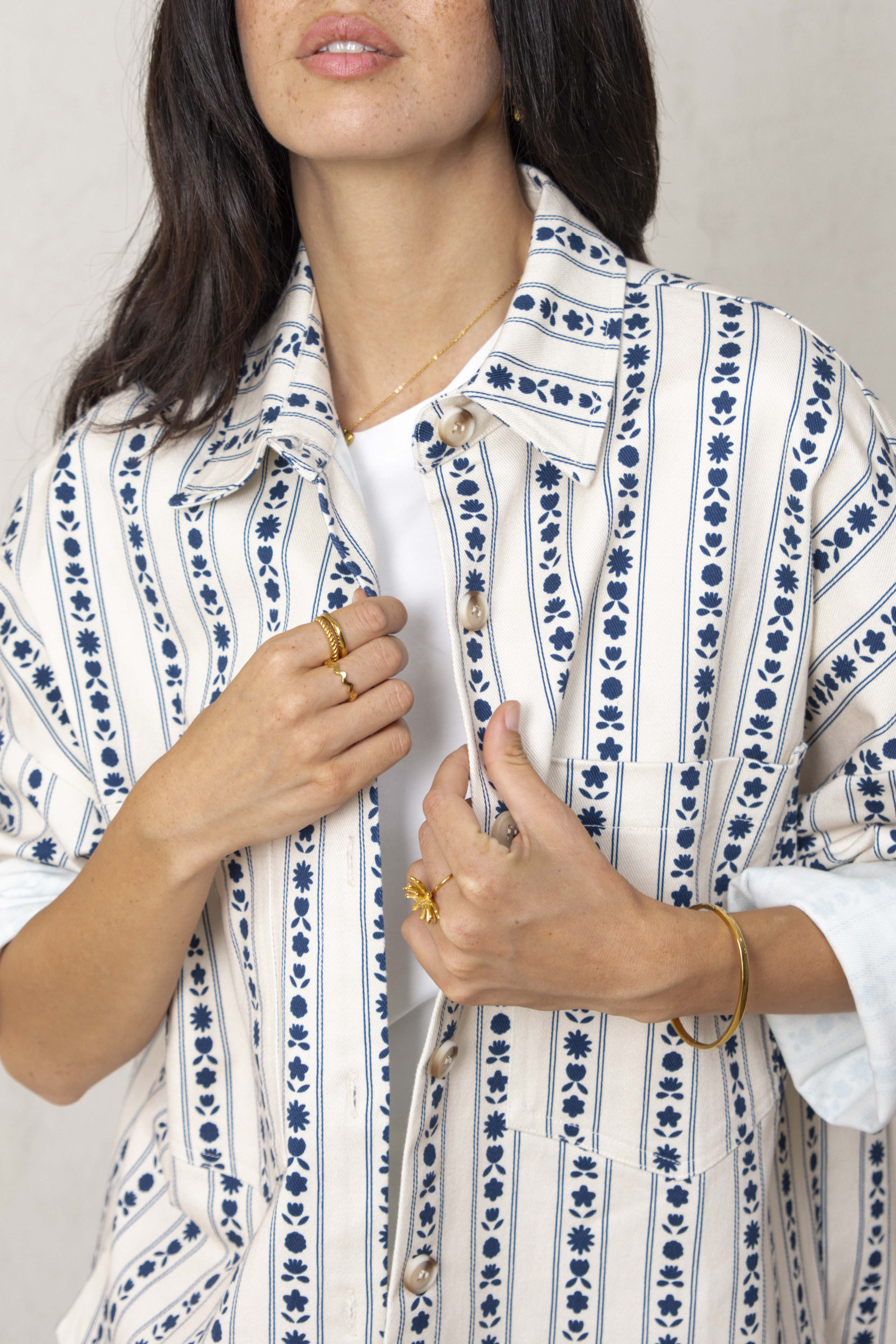 CELIA JACKET // DARK BLUE FLOWERS