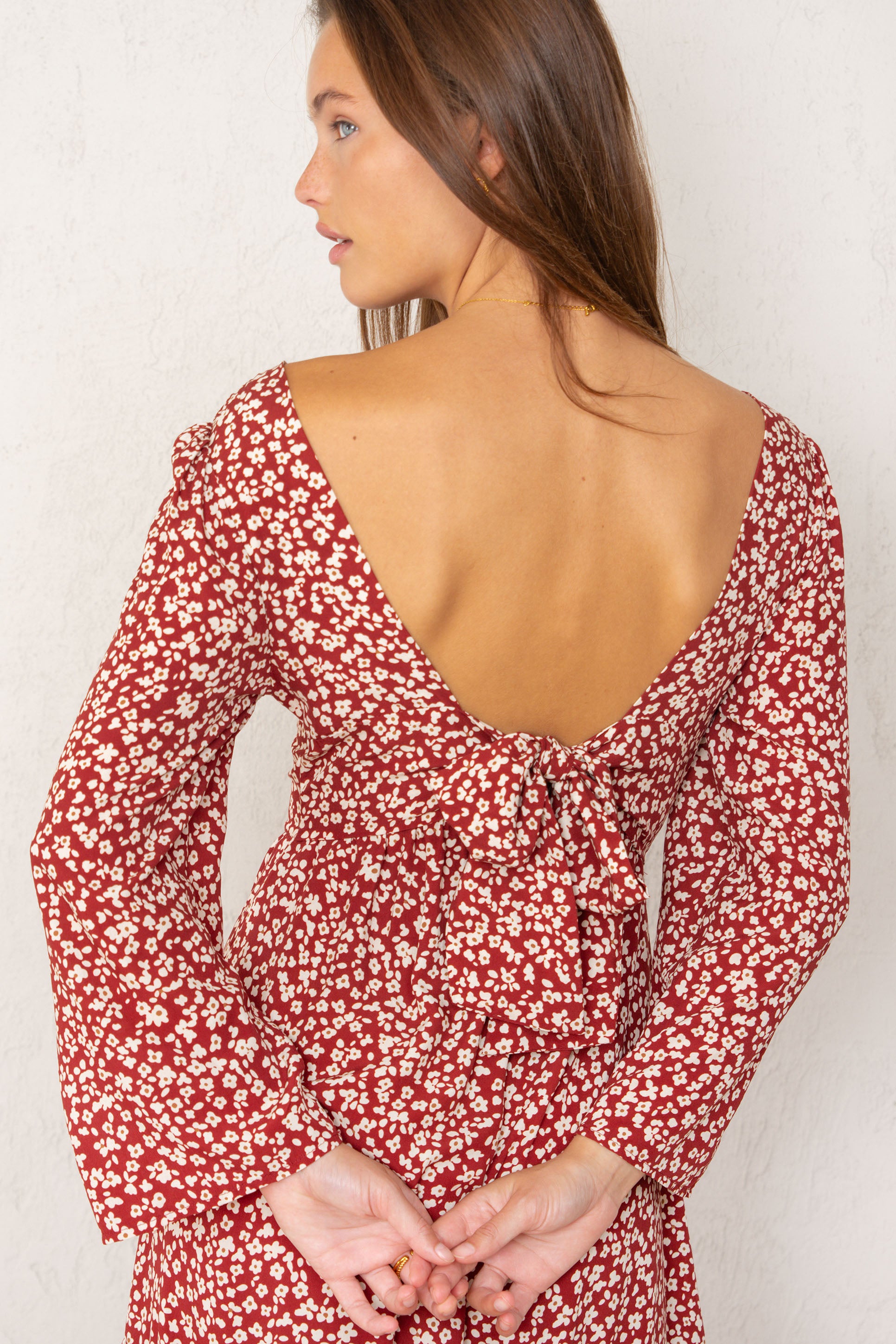 VESTIDO ALEJANDRA // FLORES GRANATE