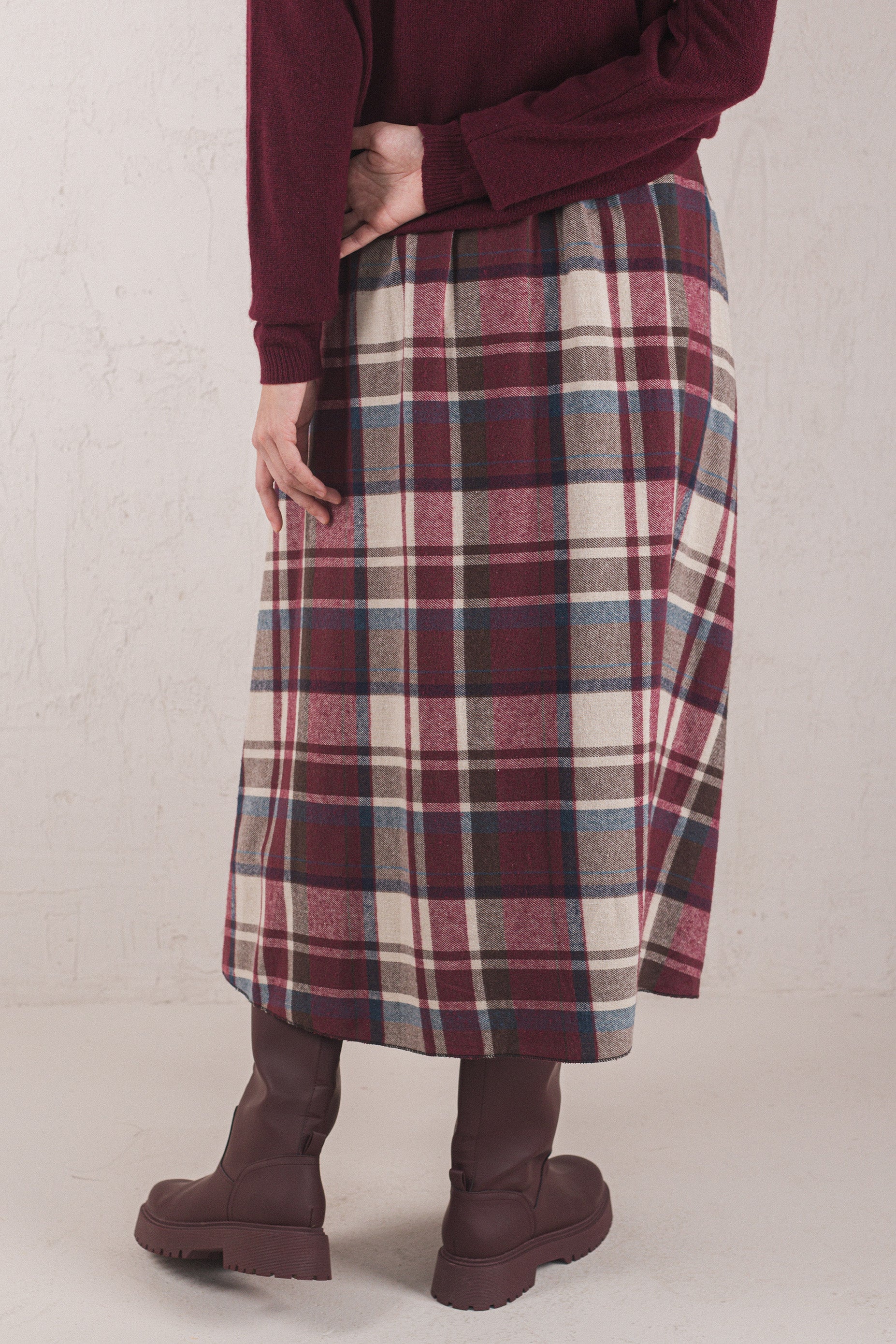 CARLA SKIRT // BURGUNDY CHECK