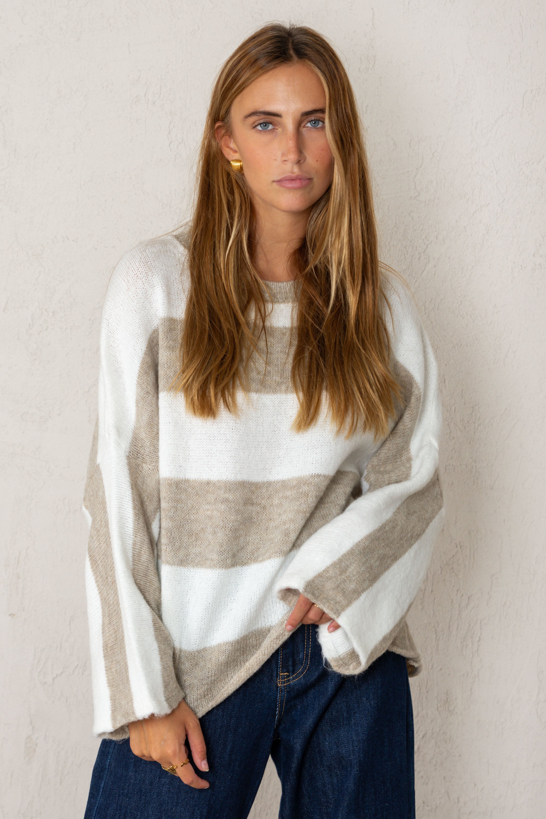 MARTINA SWEATER // BEIGE STRIPES