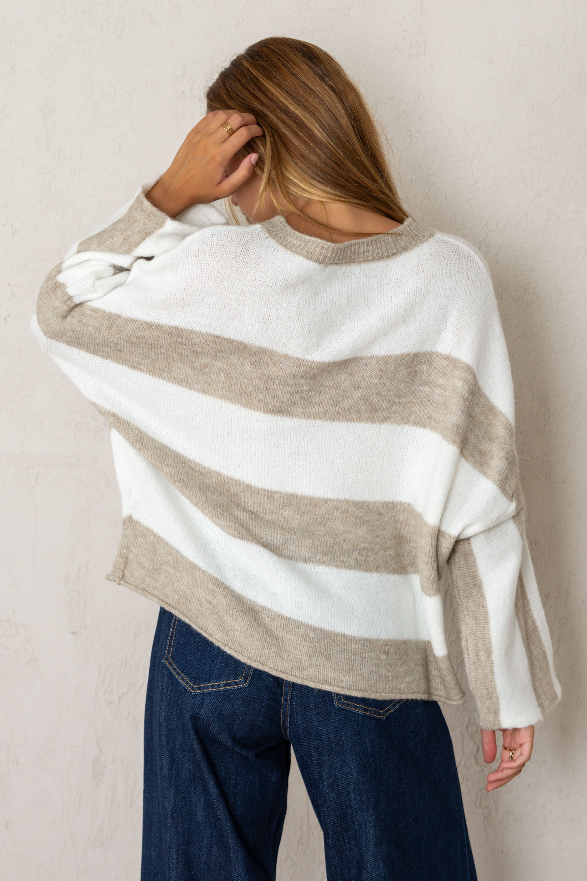 MARTINA SWEATER // BEIGE STRIPES