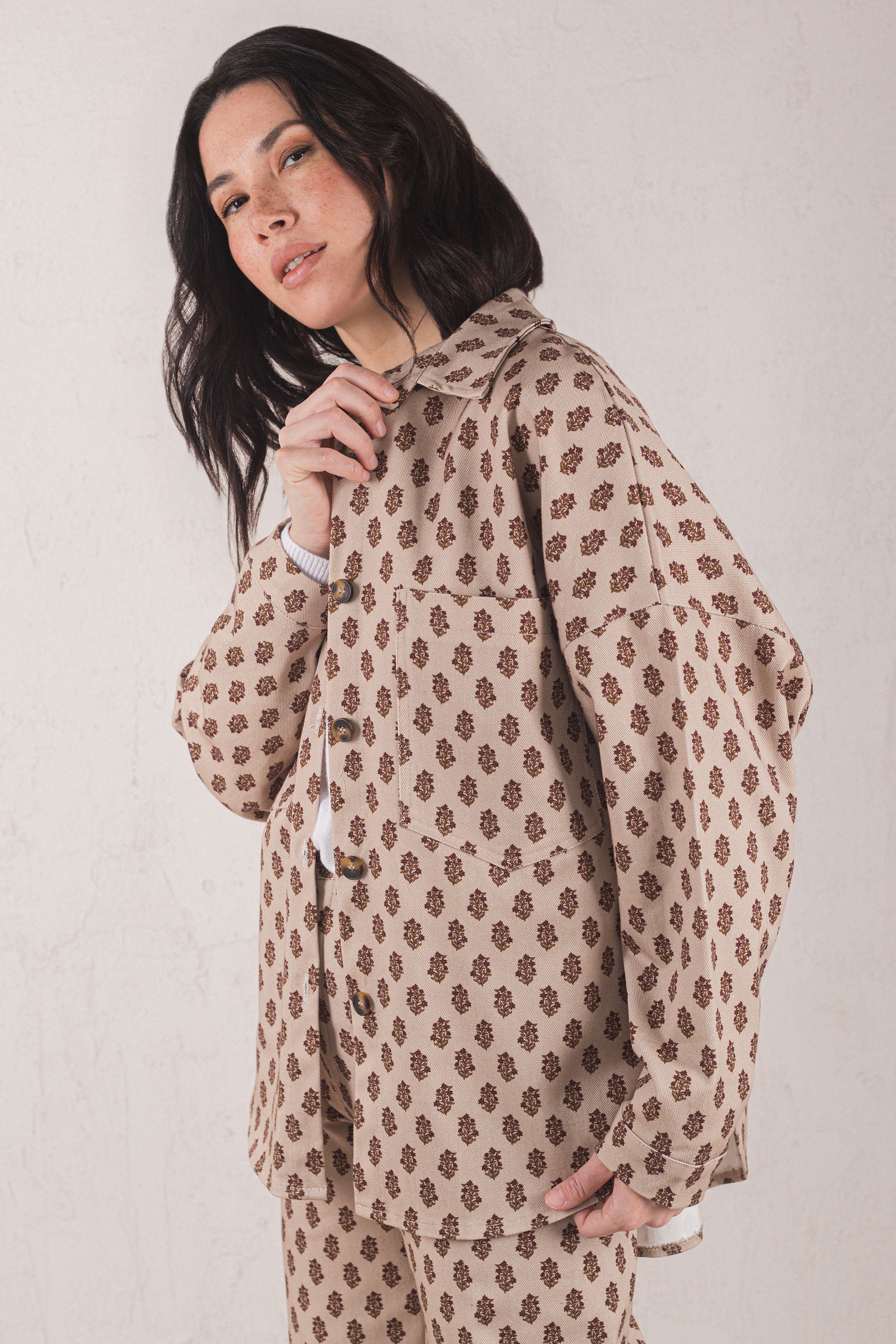 VESTE CELIA // FLEURS MARRON