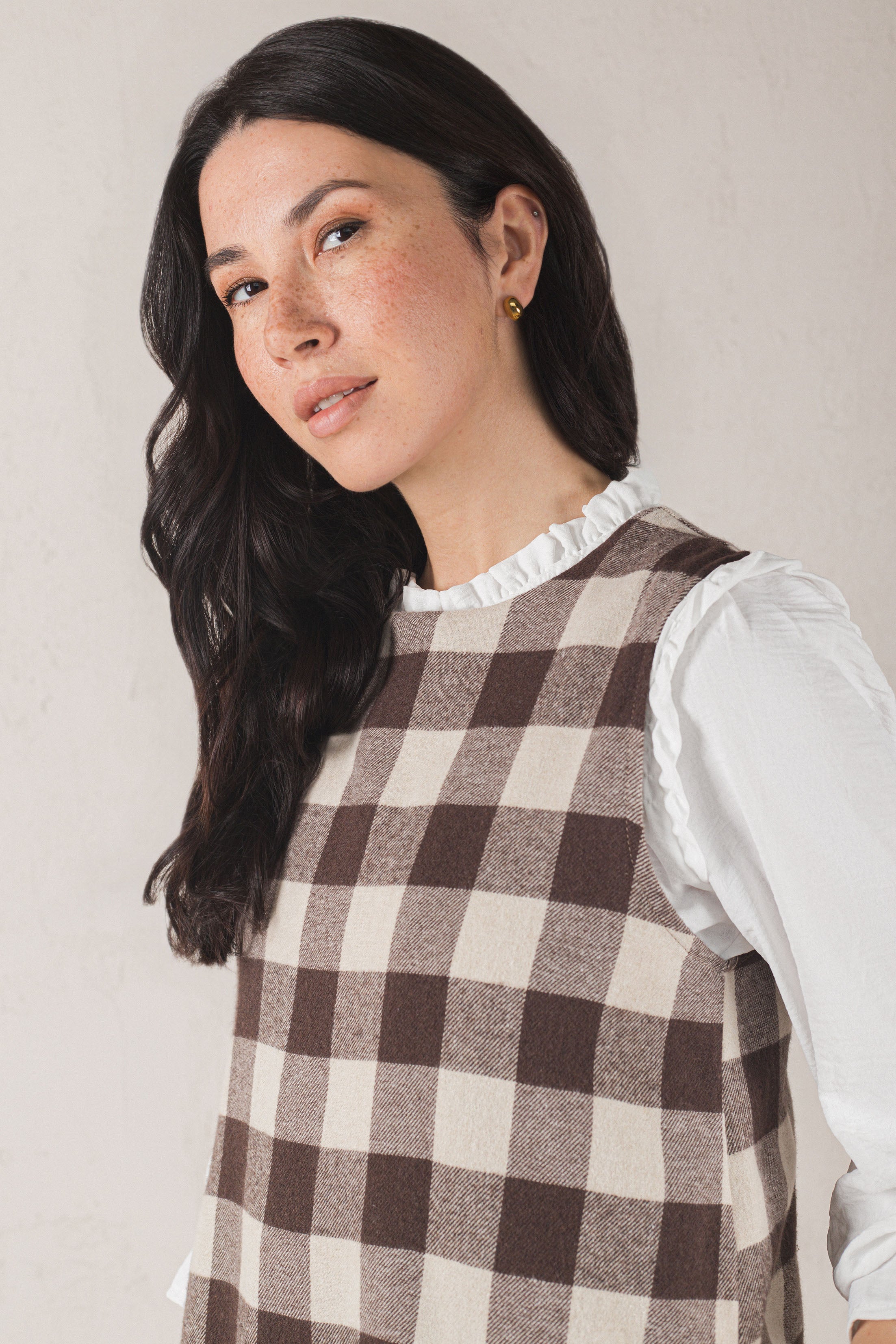 GILET VICTORIA // À CARREAUX MARRON