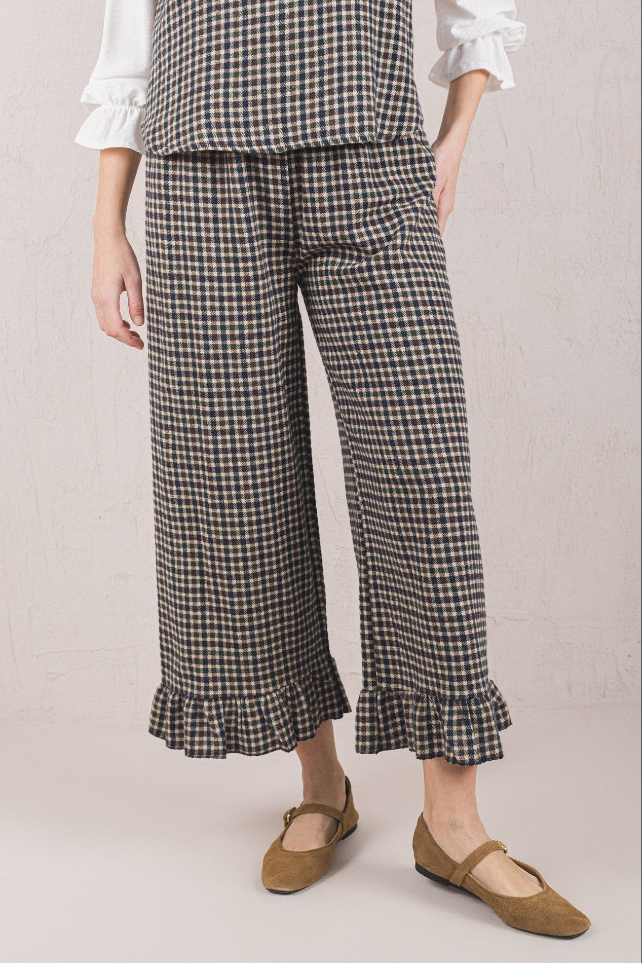 PANTALON CHLOÉ // À CARREAUX BLEU