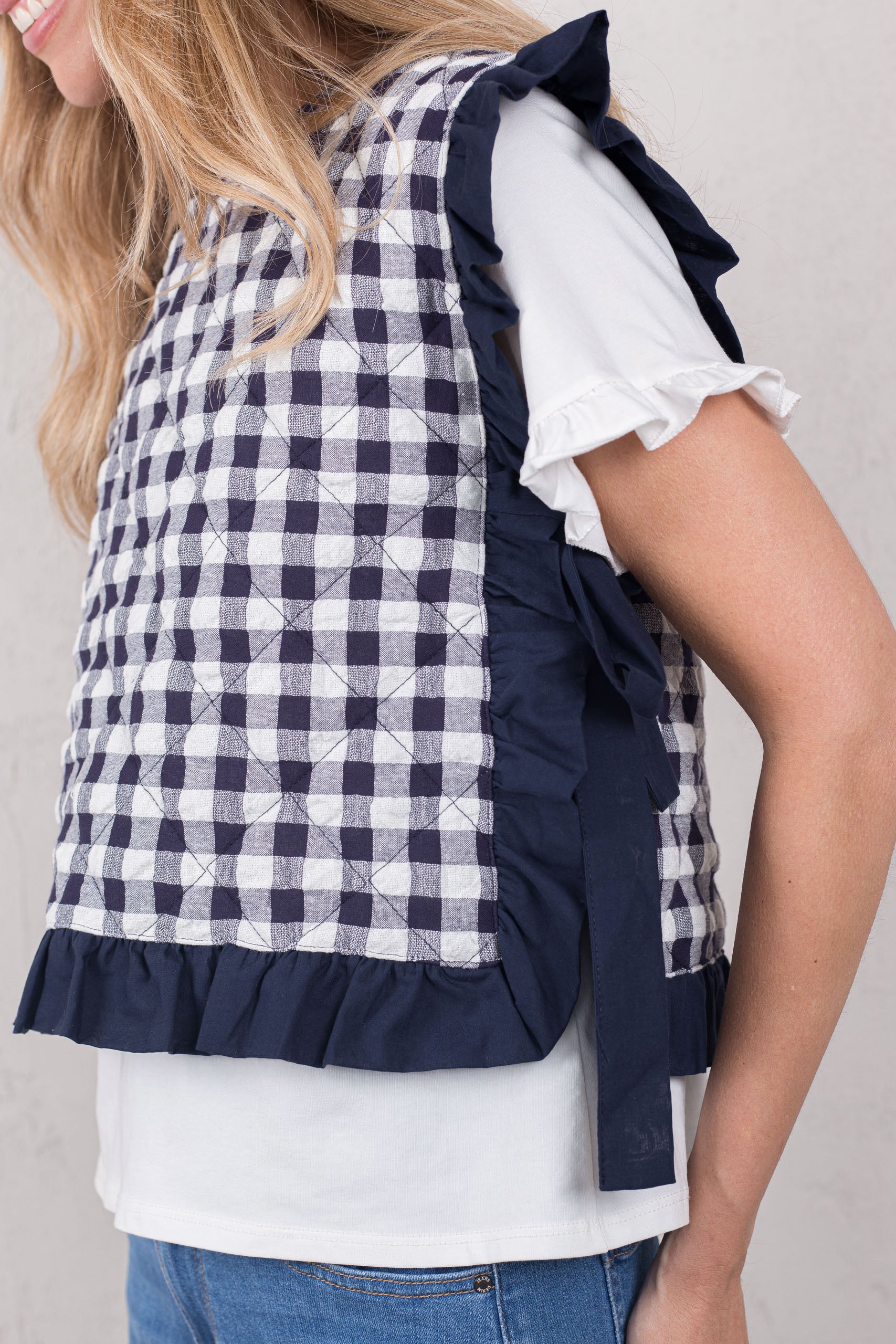 CHALECO ABRIL // CUADROS NAVY