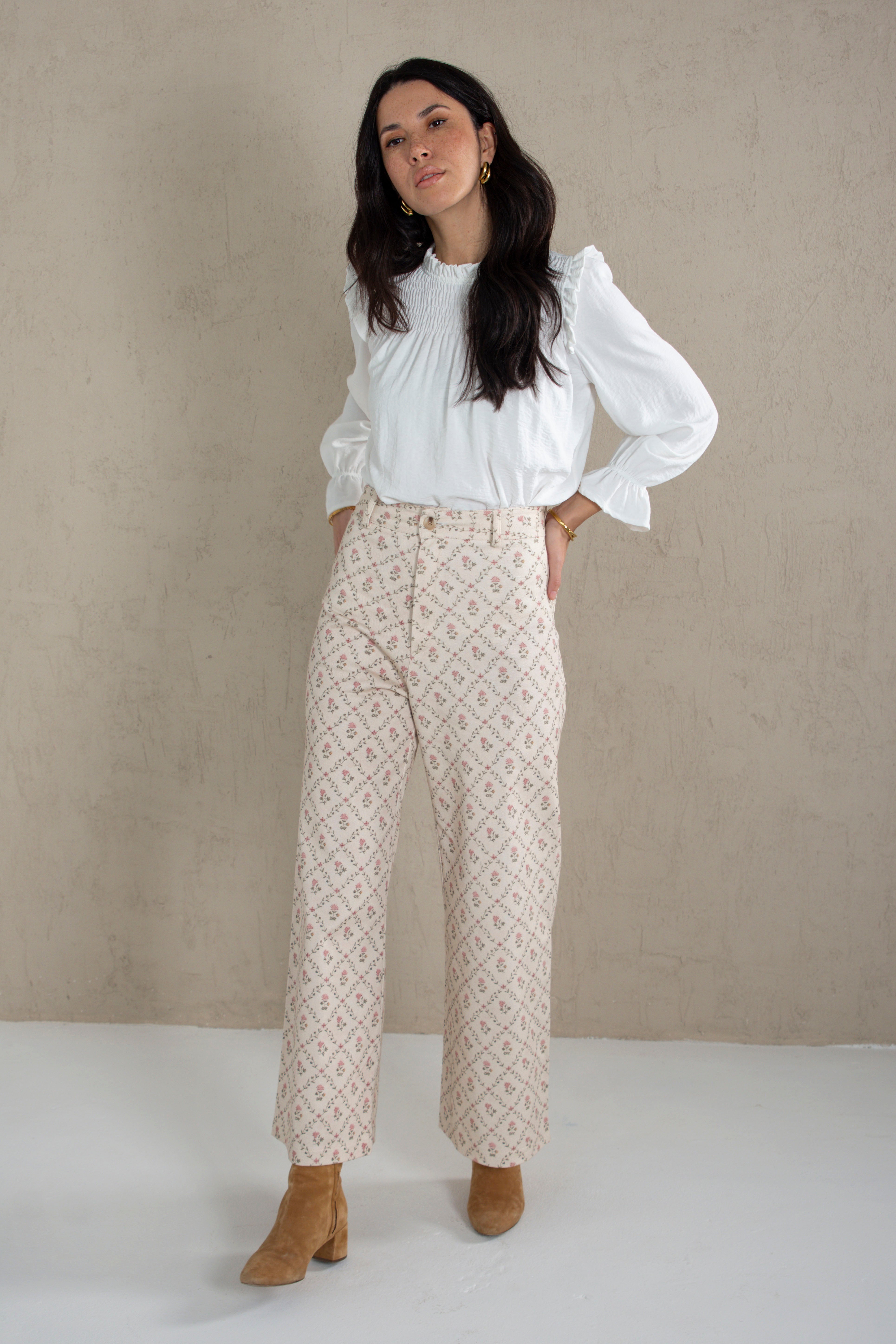 PANTALÓN PAULA // FLORES ROSA