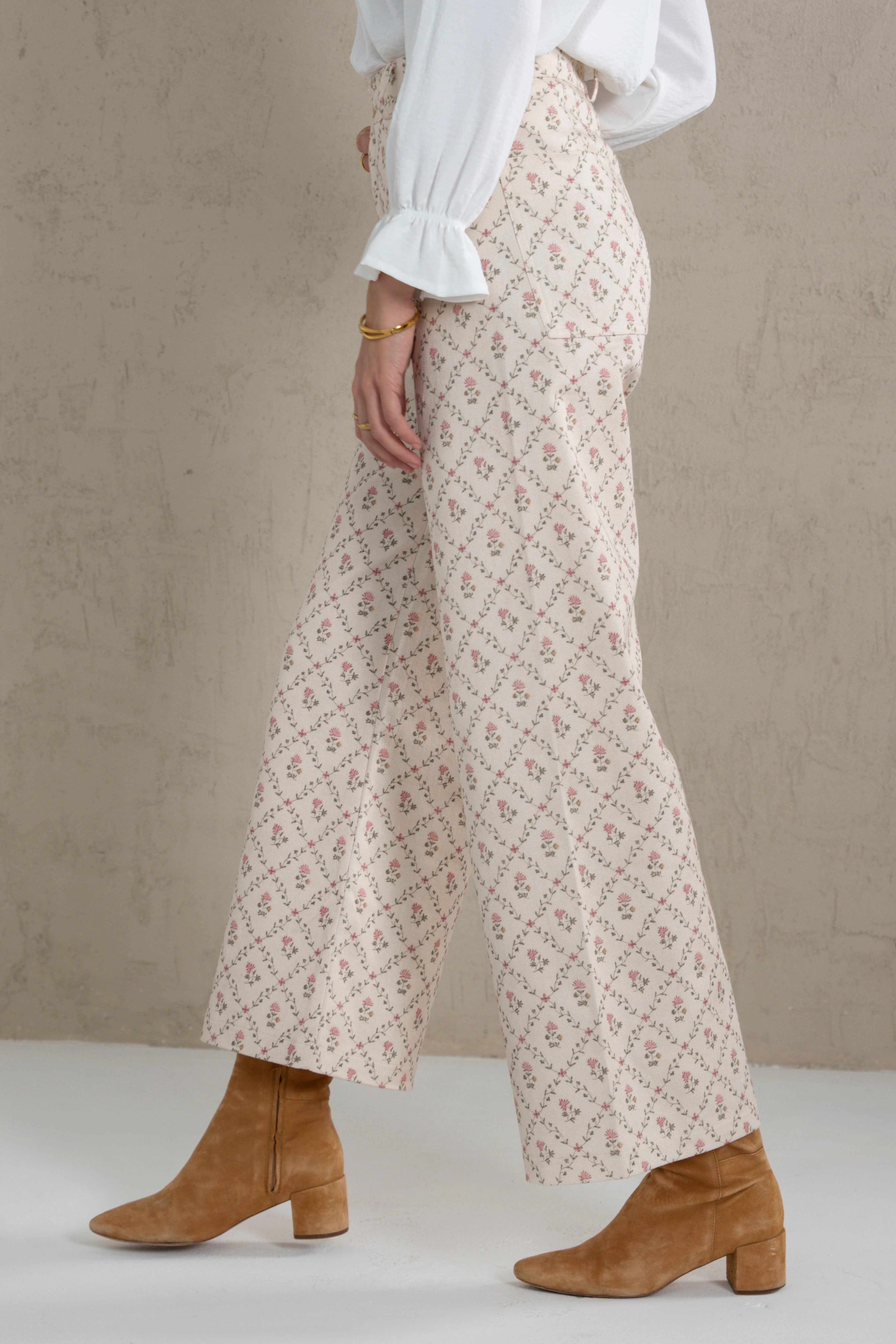 PANTALÓN PAULA // FLORES ROSA