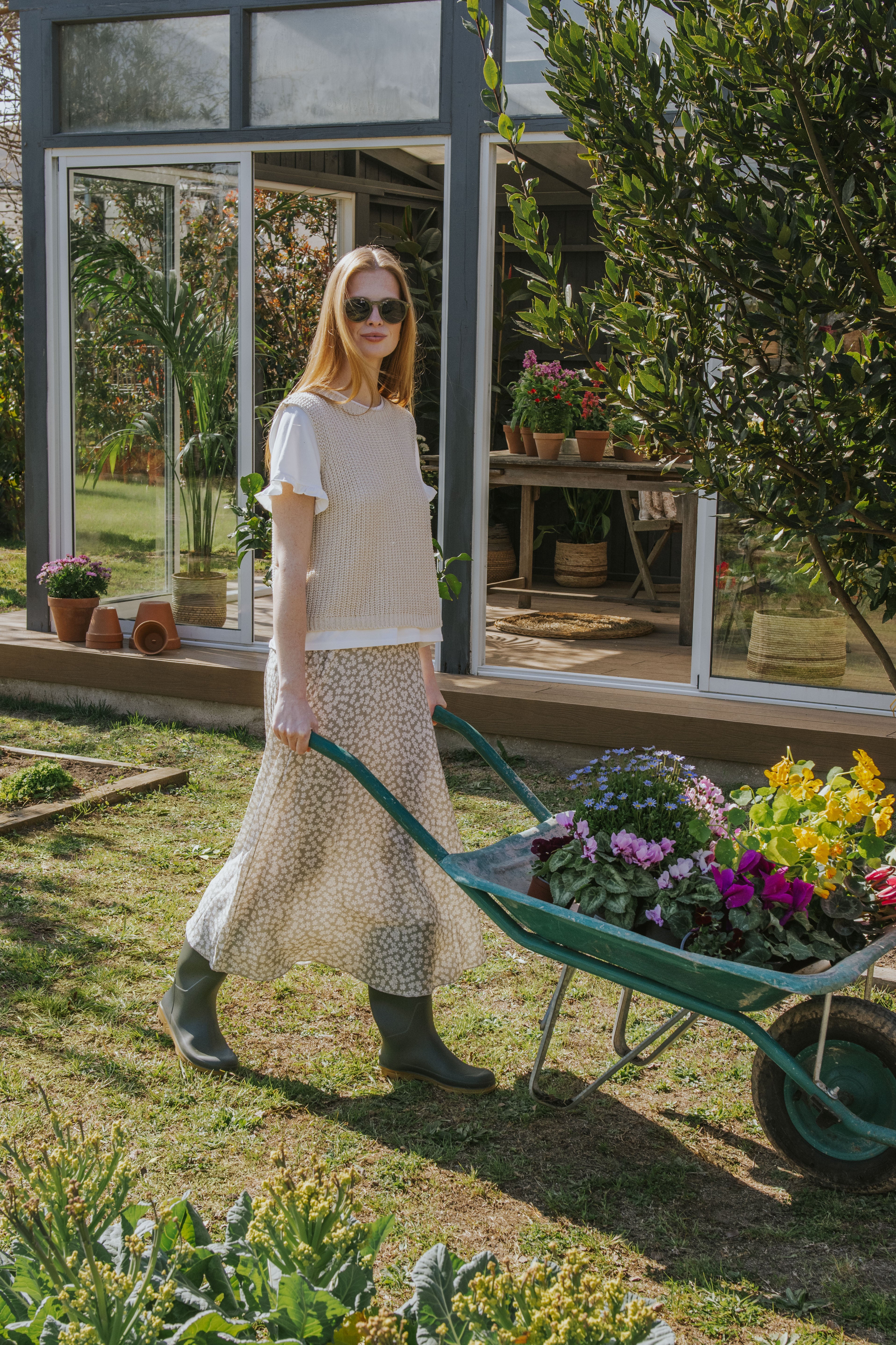 FALDA CARLA // FLORES MINI VERDE