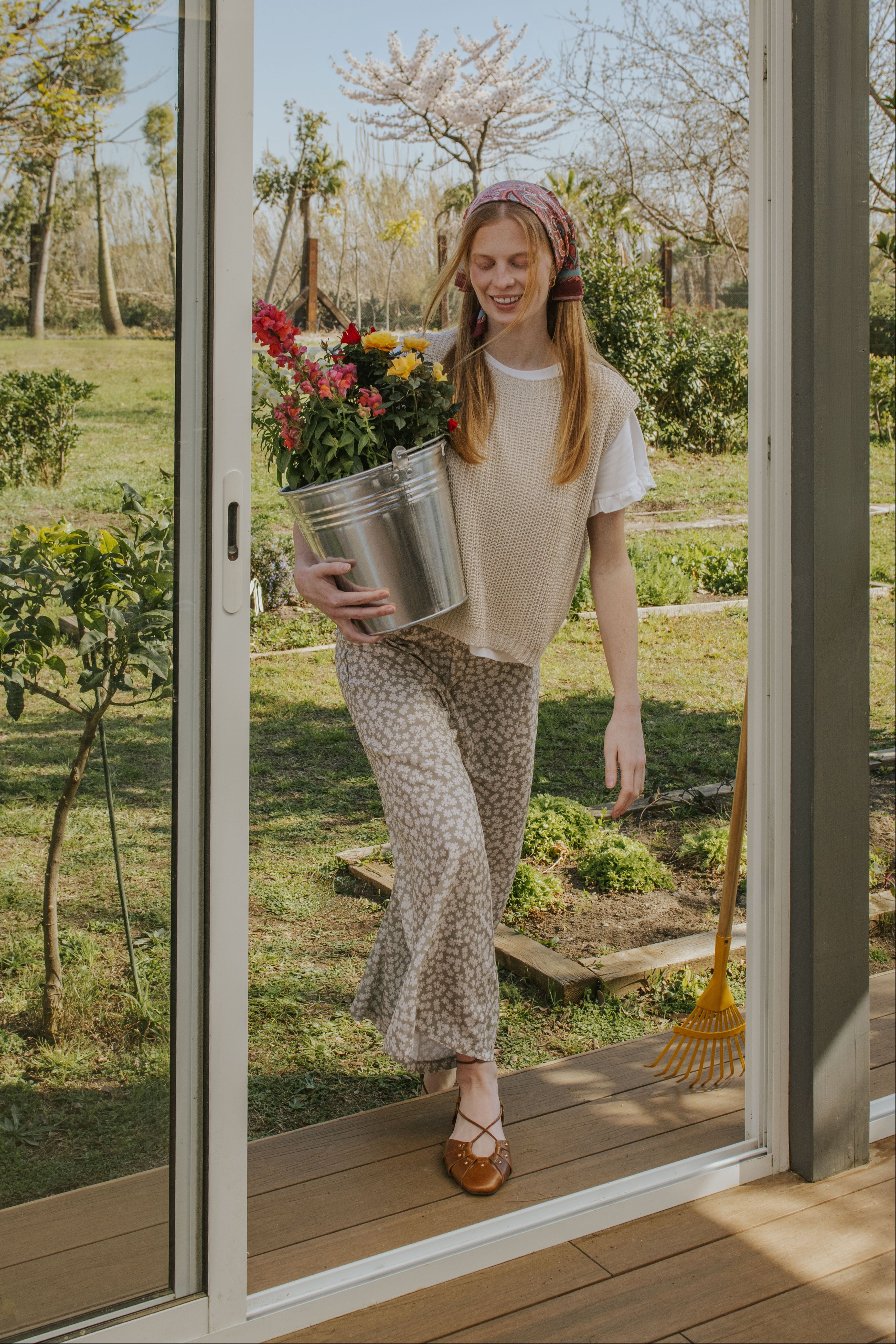 PANTALÓN ISABEL // FLORES MINI VERDE