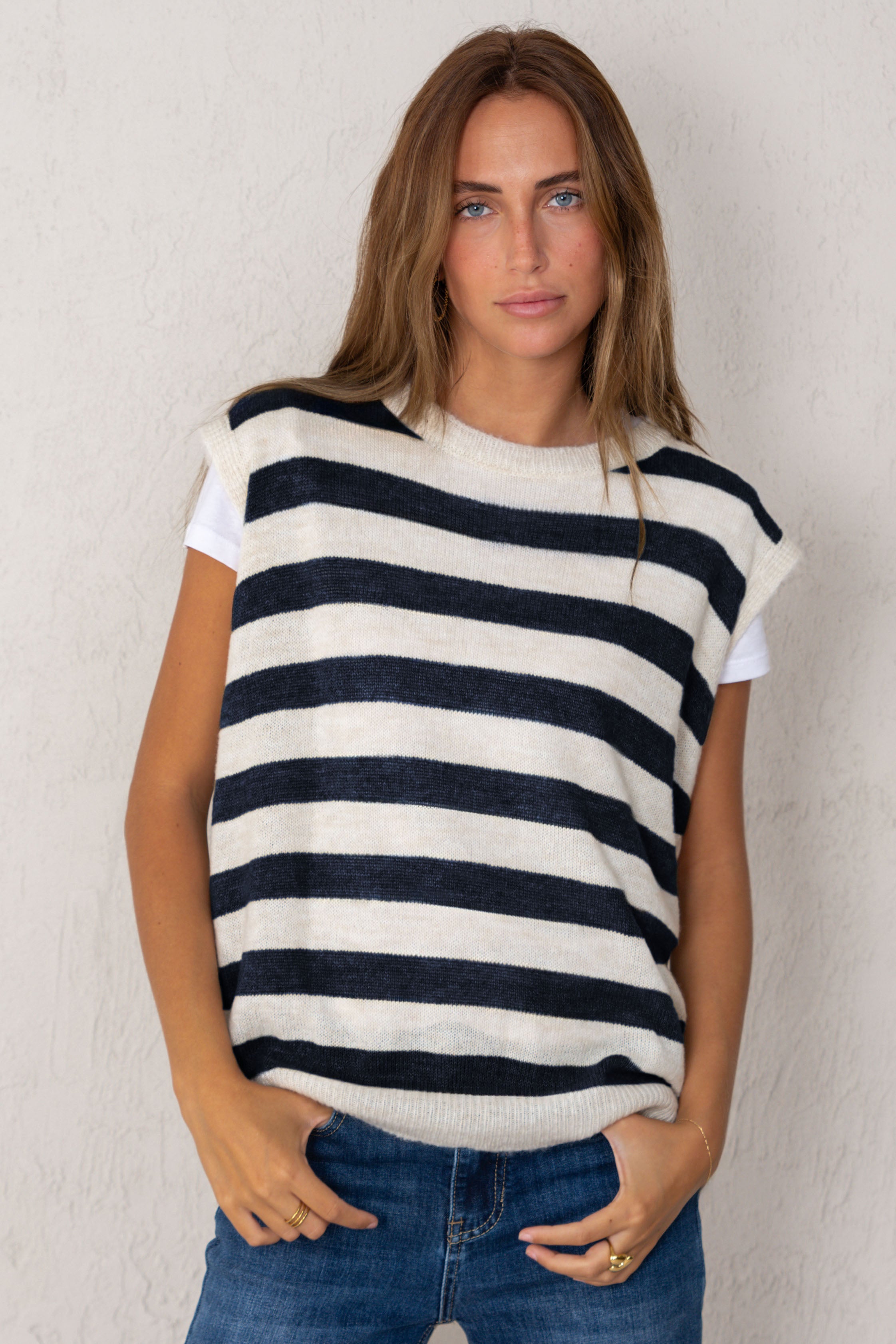VALENTINA VEST // BLUE STRIPES