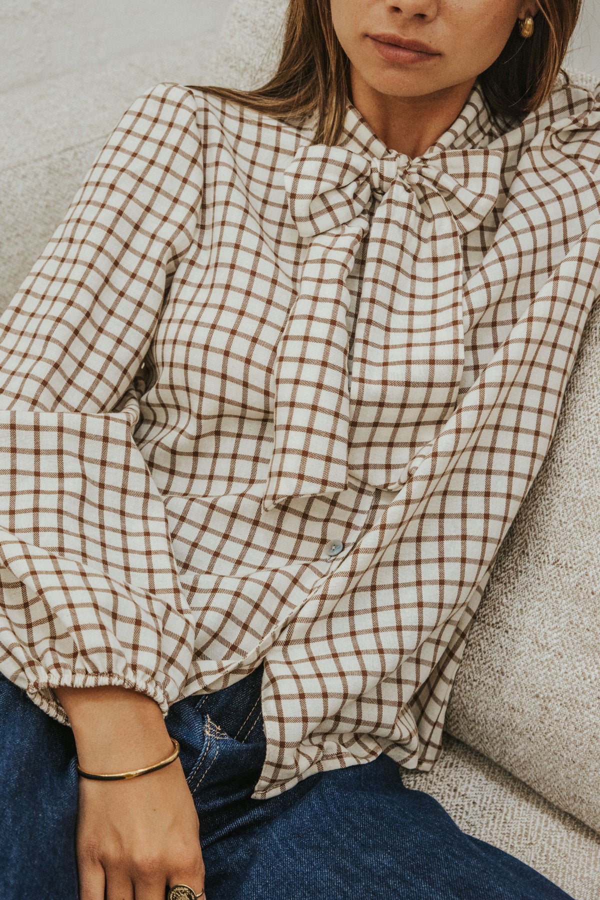 CAMISA CARLOTA // CUADROS TEJA