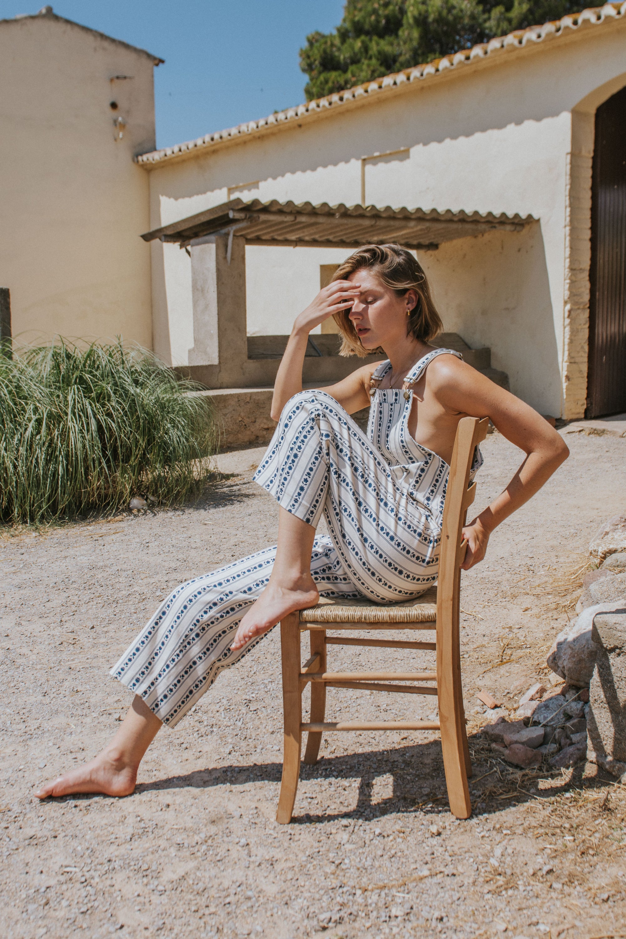 CARMELA OVERALLS // DARK BLUE FLOWERS