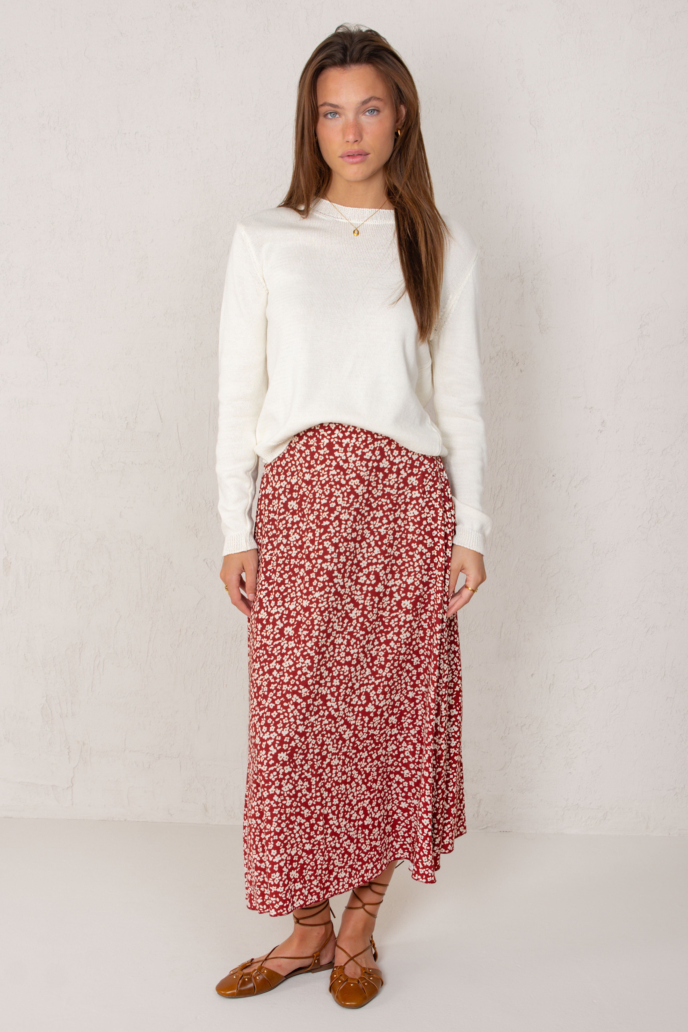 FALDA CARLA // FLORES GRANATE