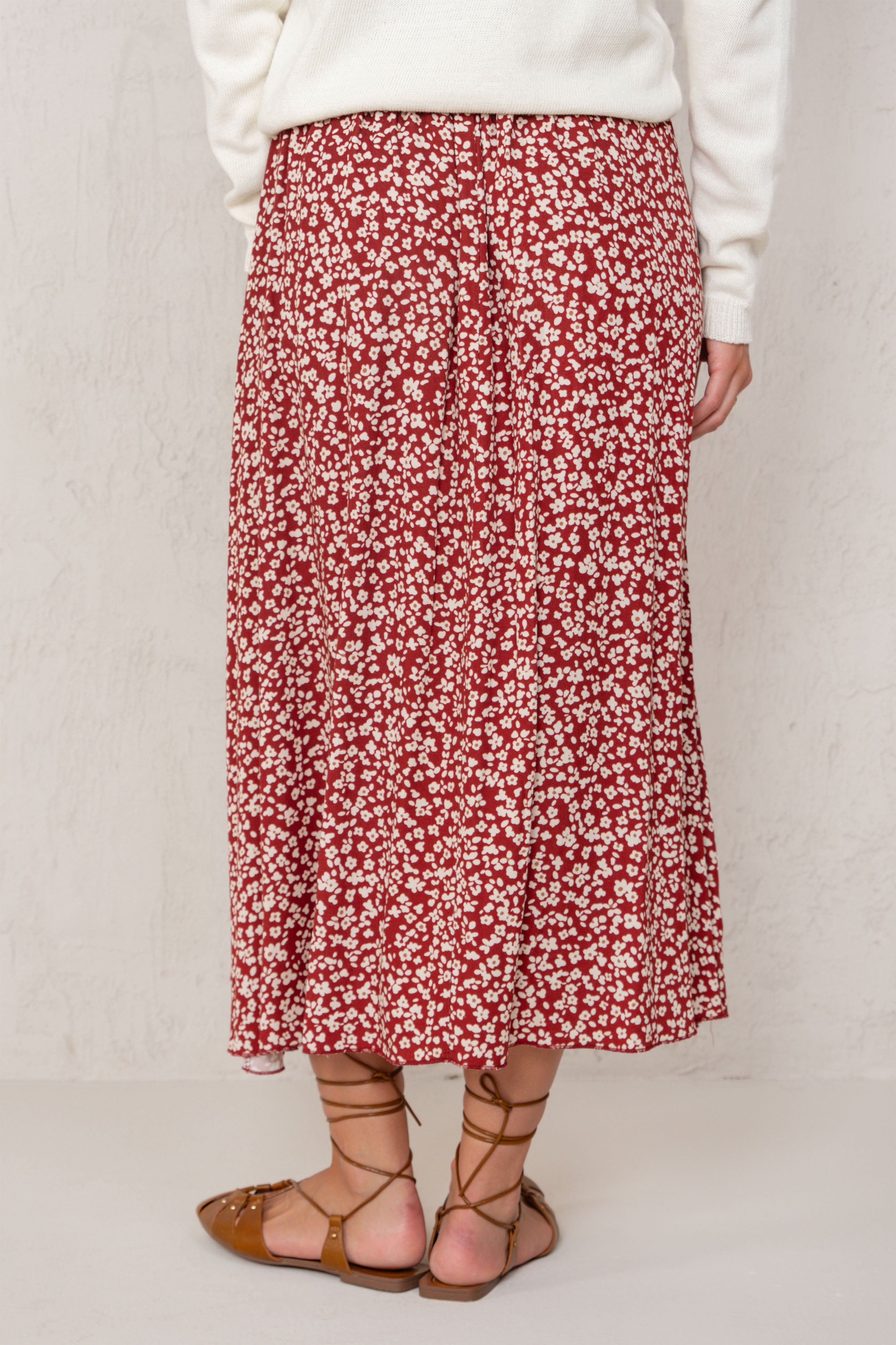FALDA CARLA // FLORES GRANATE