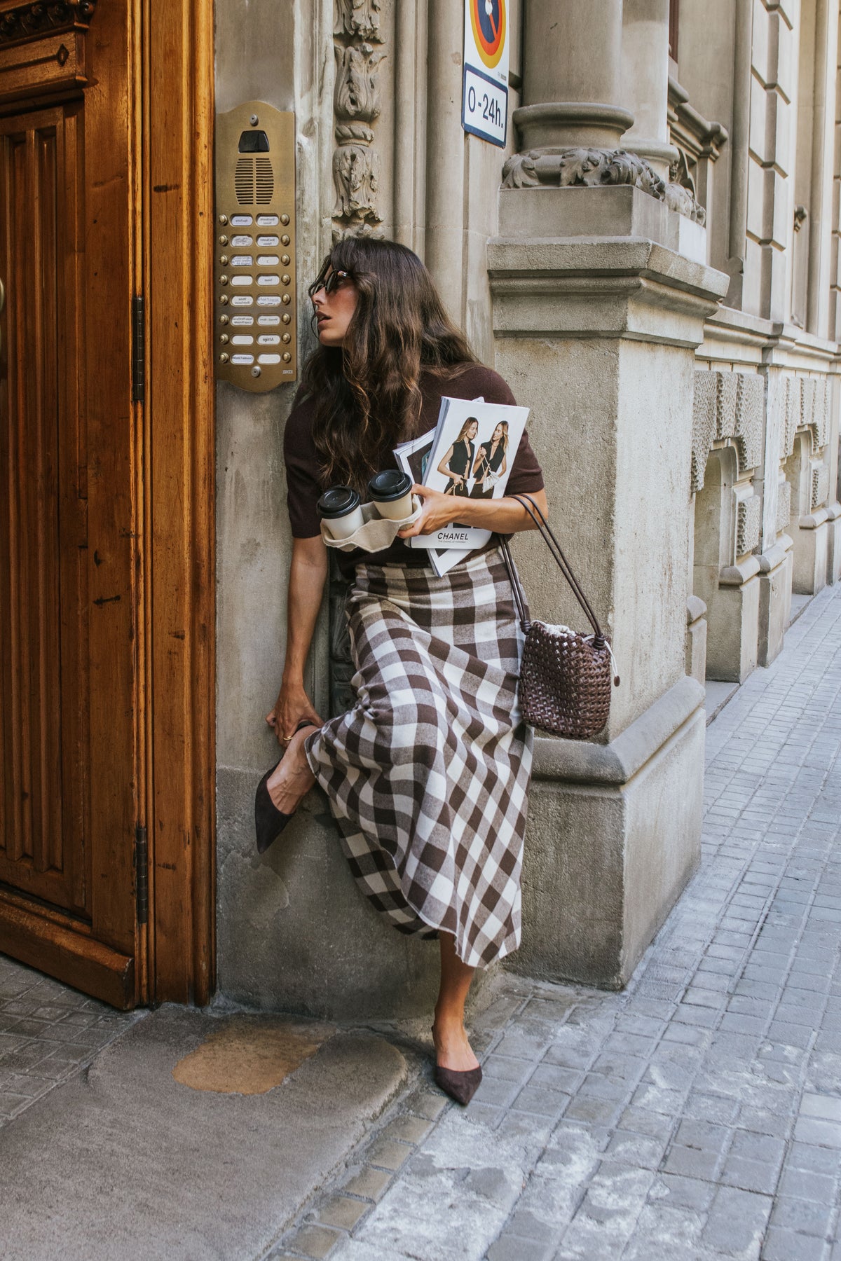 FALDA CARLA // CUADROS MARRÓN