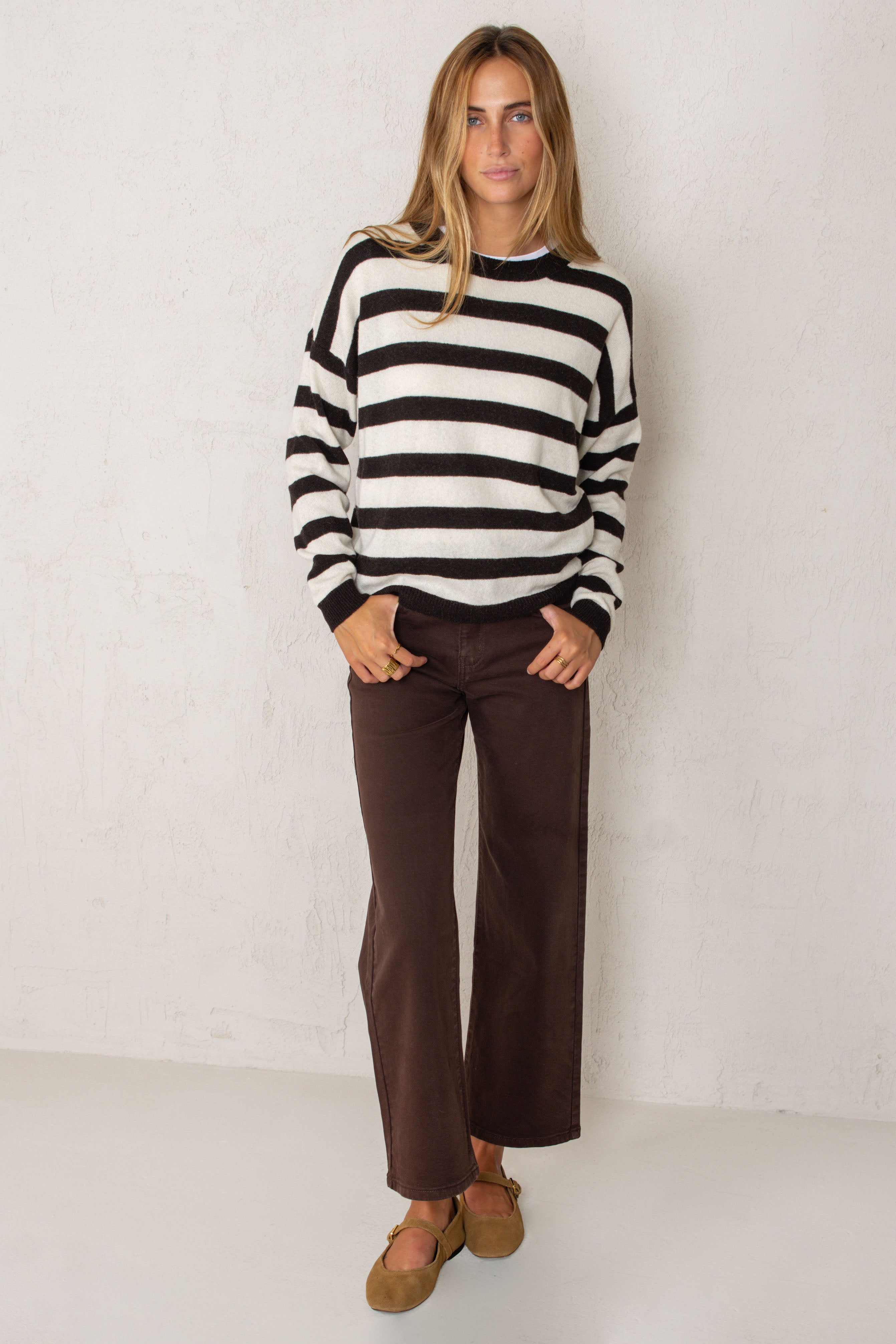 JERSEY CLAUDIA // RAYAS MARRÓN OSCURO