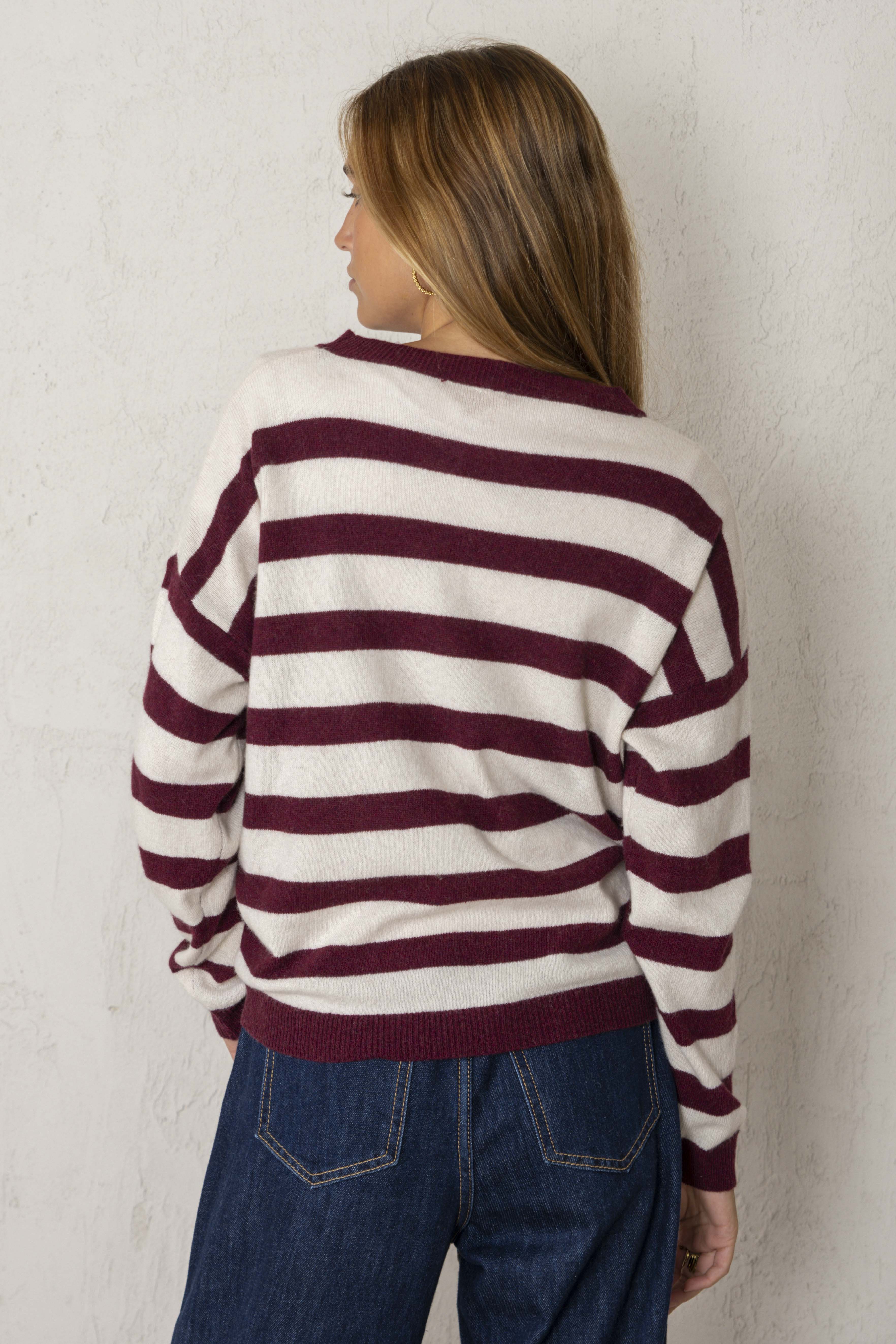 CLAUDIA SWEATER // MAROON STRIPES