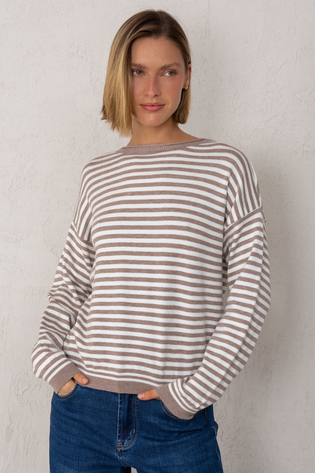 JERSEY GRETA // RAYAS TAUPE