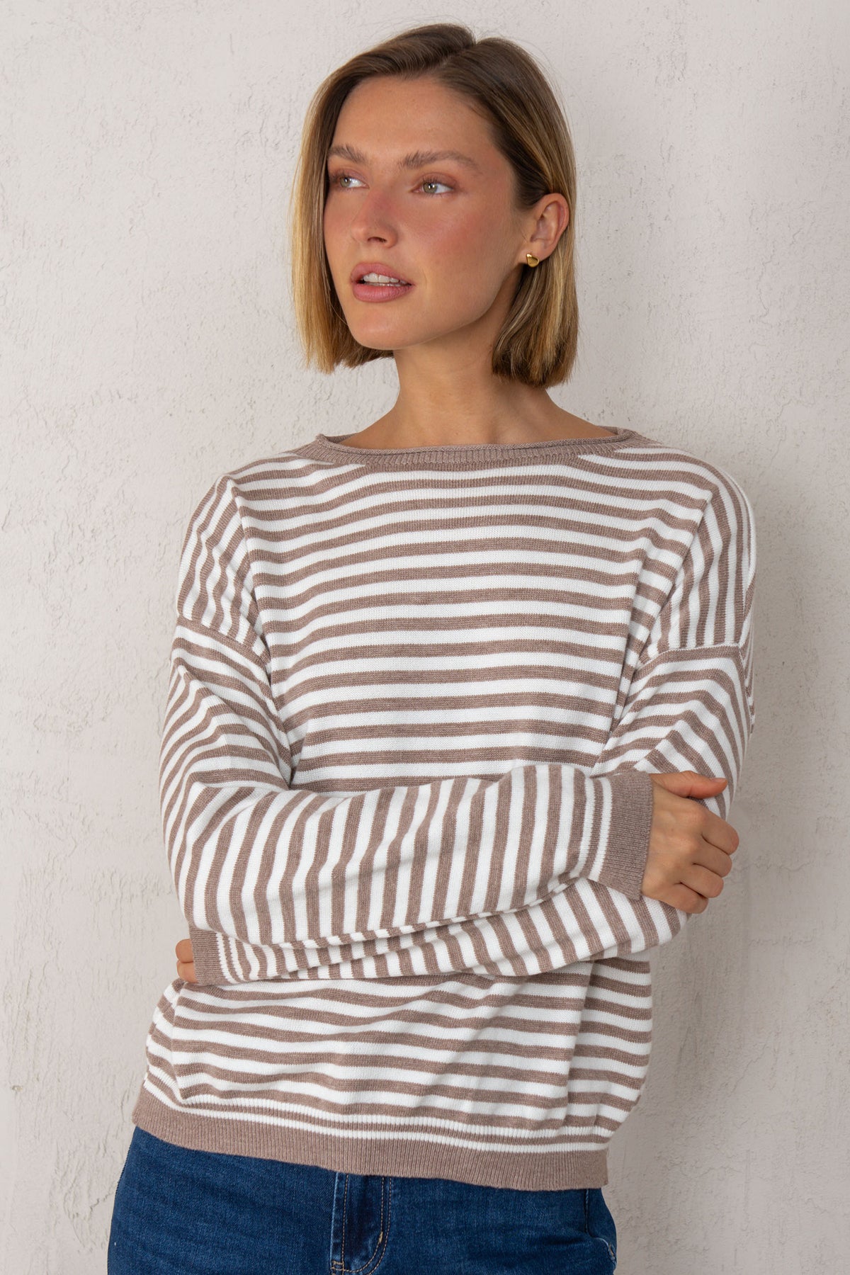 JERSEY GRETA // RAYAS TAUPE