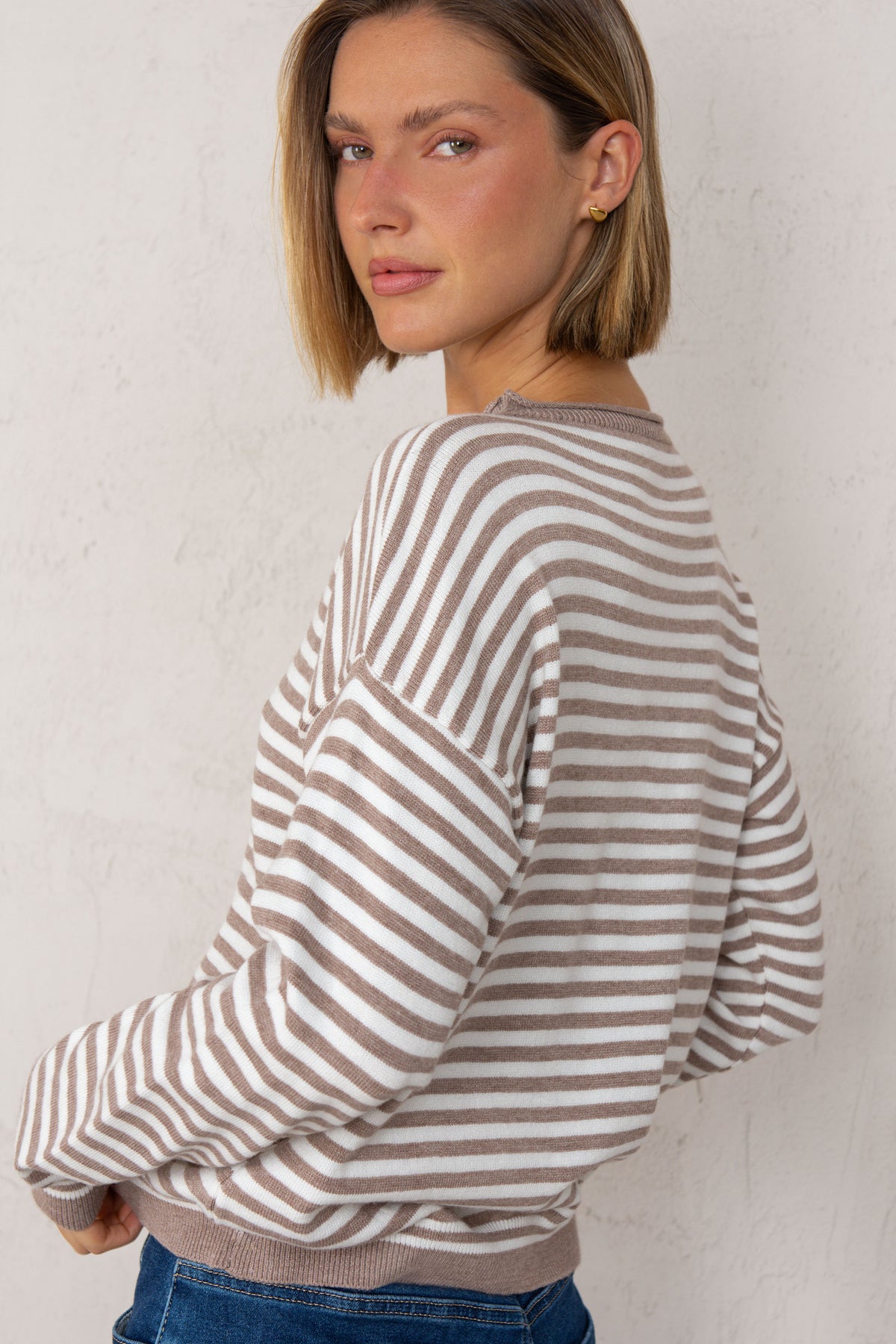 JERSEY GRETA // RAYAS TAUPE