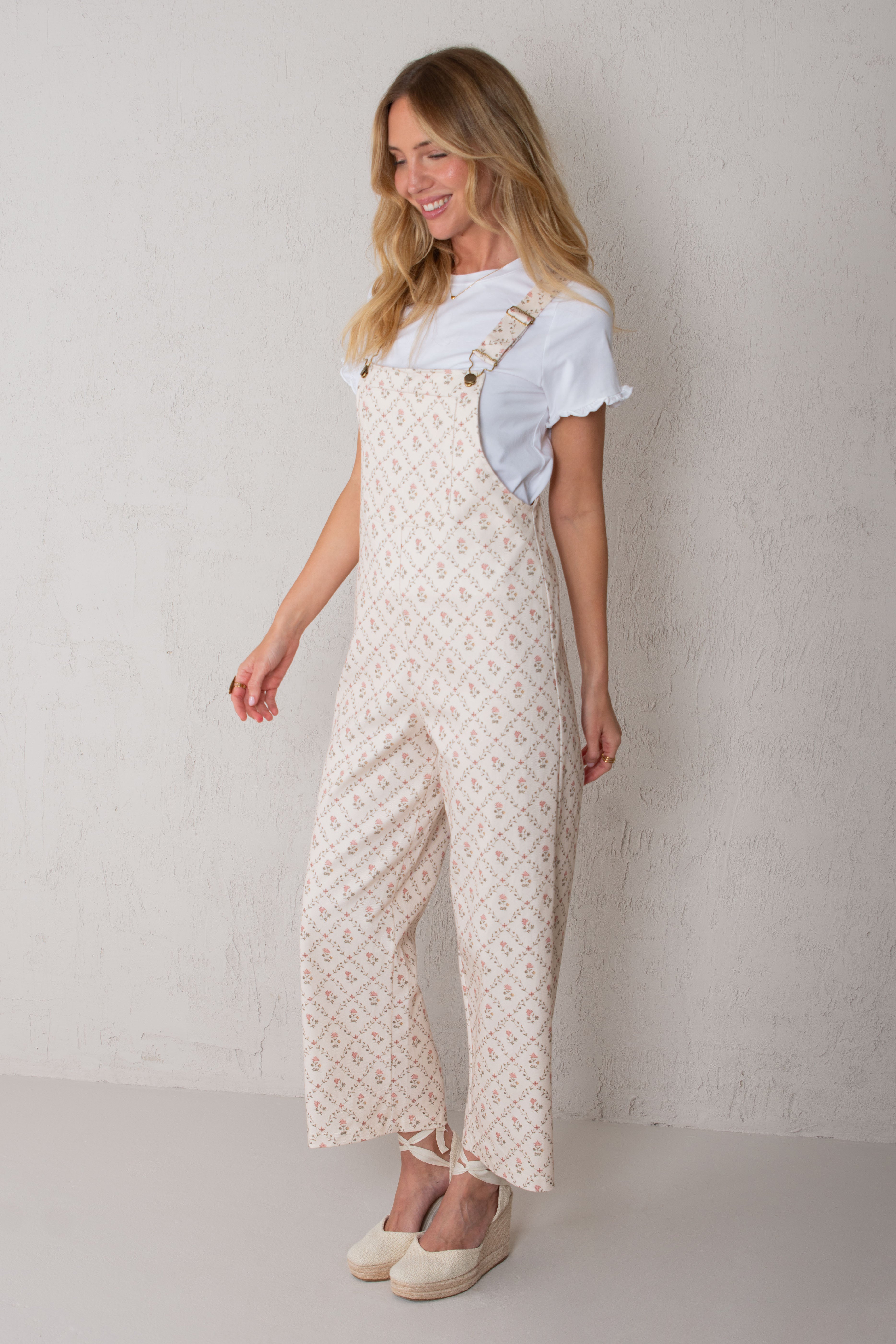 CARMELA OVERALLS // PINK FLOWERS