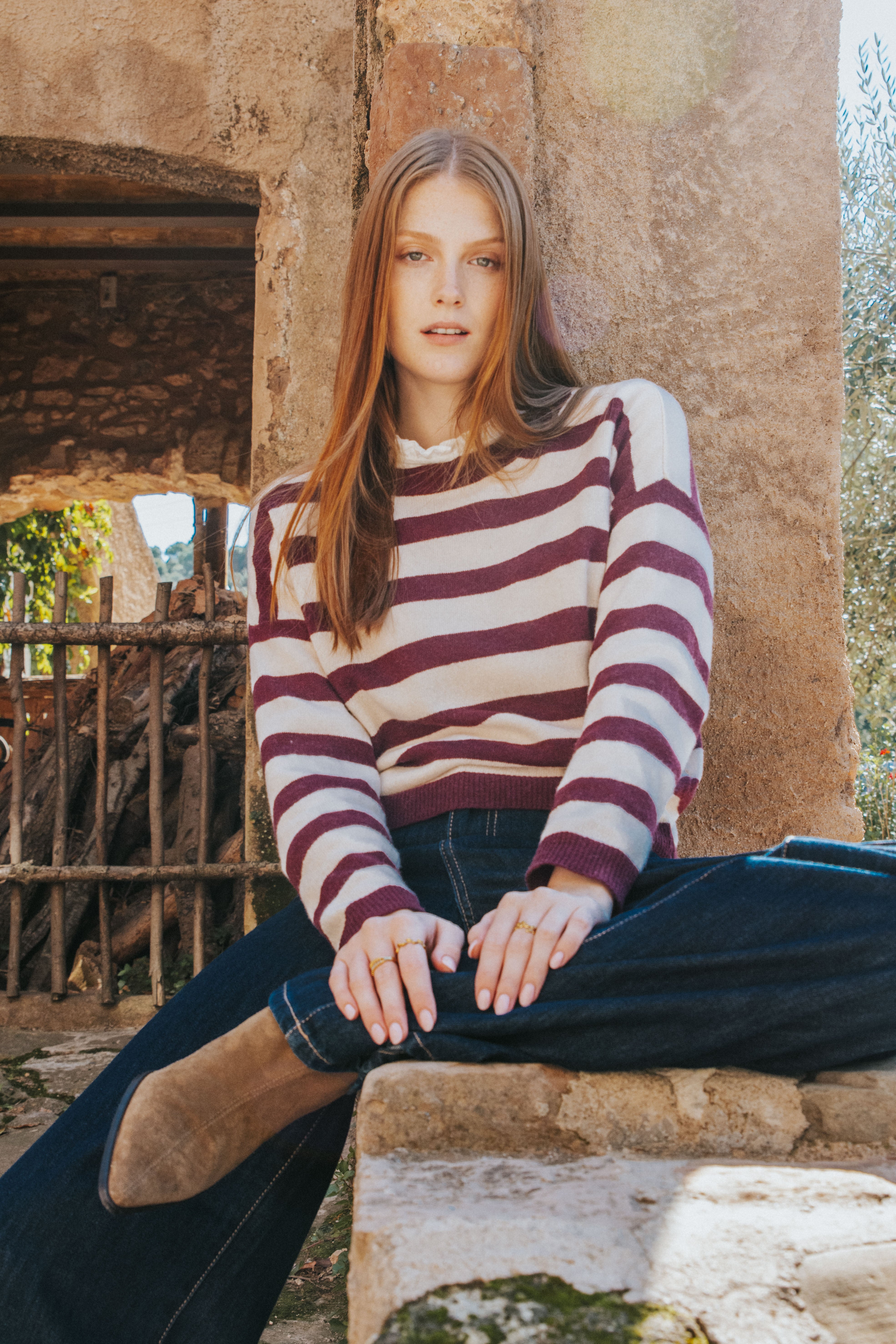 CLAUDIA SWEATER // MAROON STRIPES