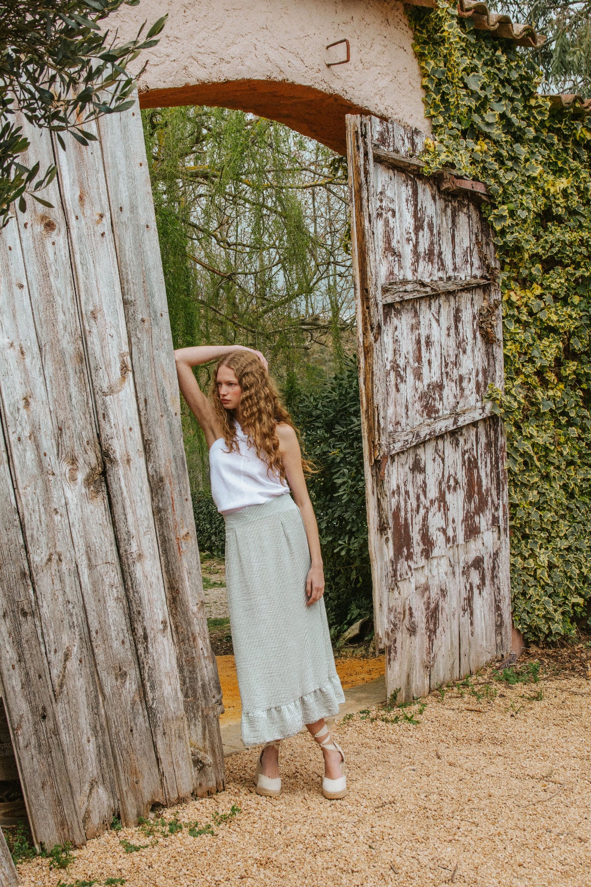 JASMINE SKIRT // GREEN STRIPES