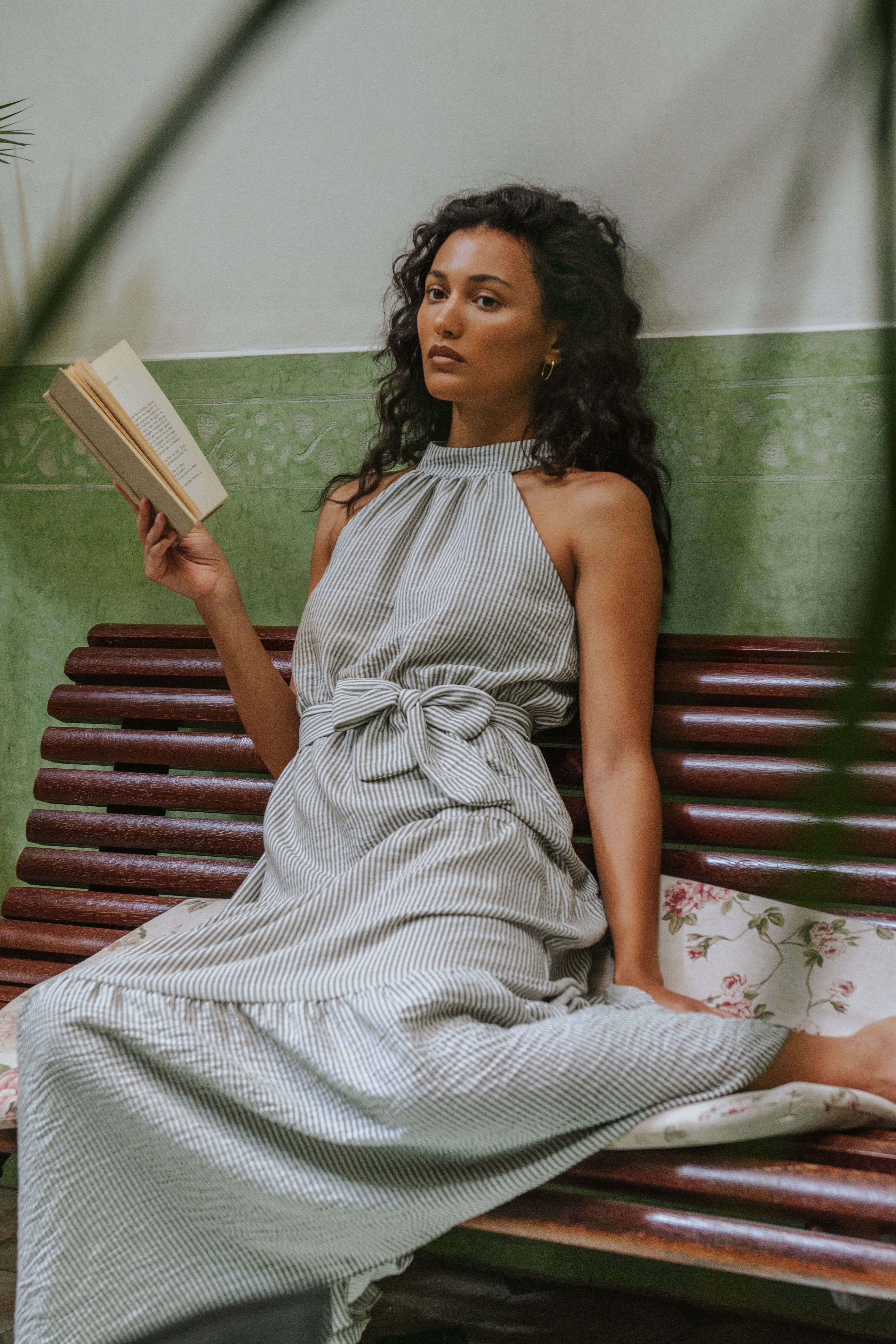DALIA DRESS // GREEN STRIPES