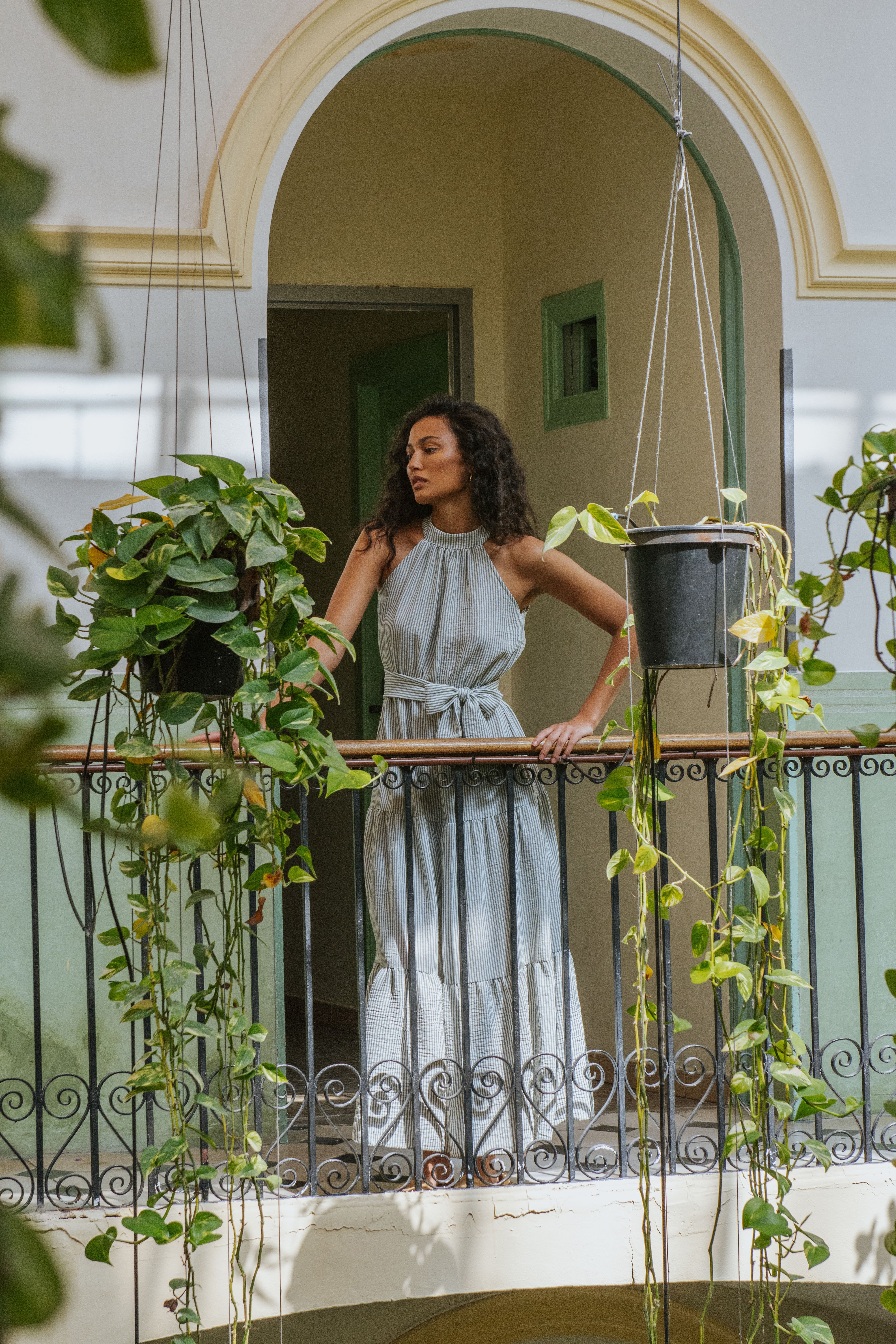 DALIA DRESS // GREEN STRIPES