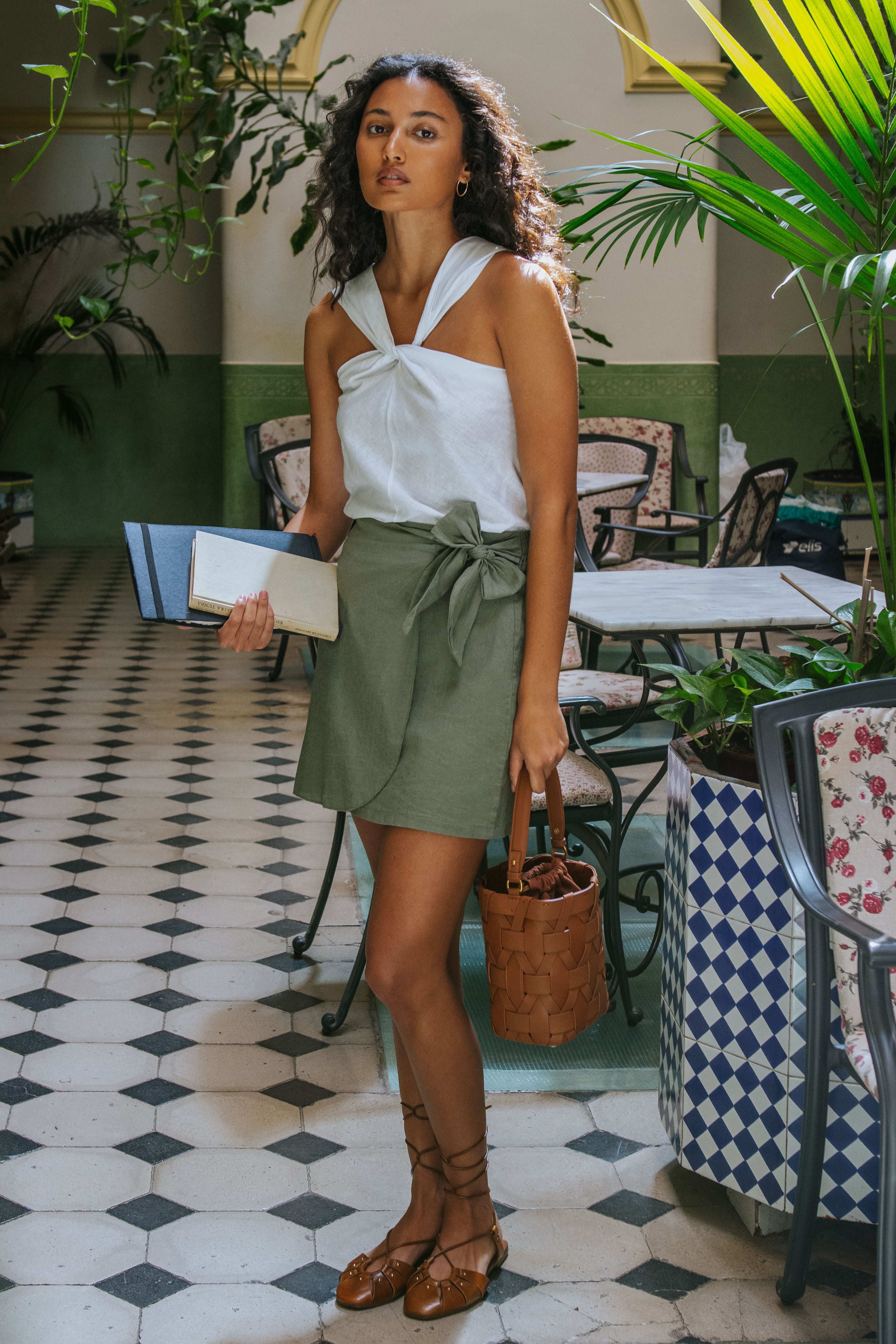 LOLA SKIRT // GREEN LINEN