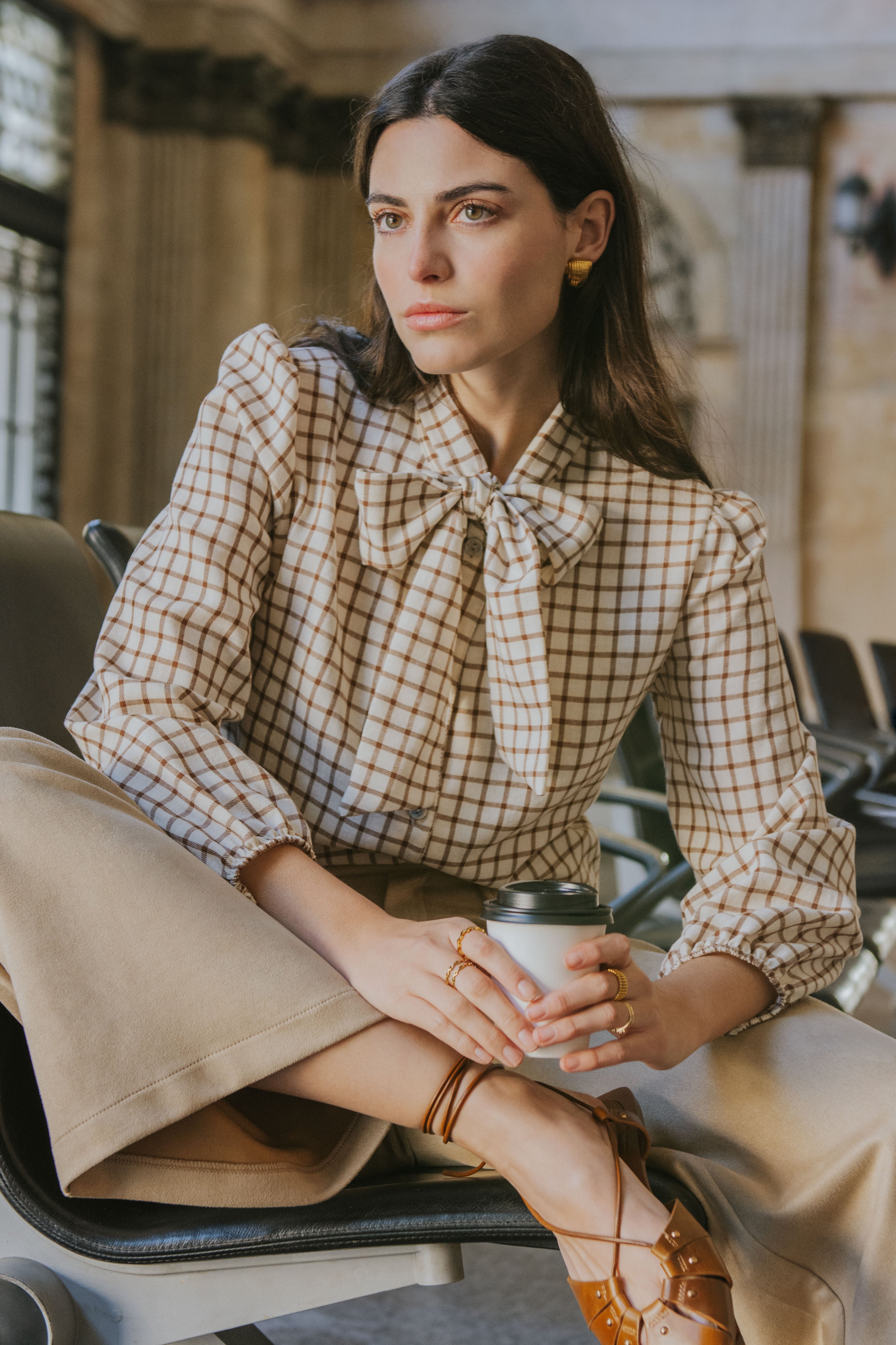 CAMISA CARLOTA // CUADROS TEJA