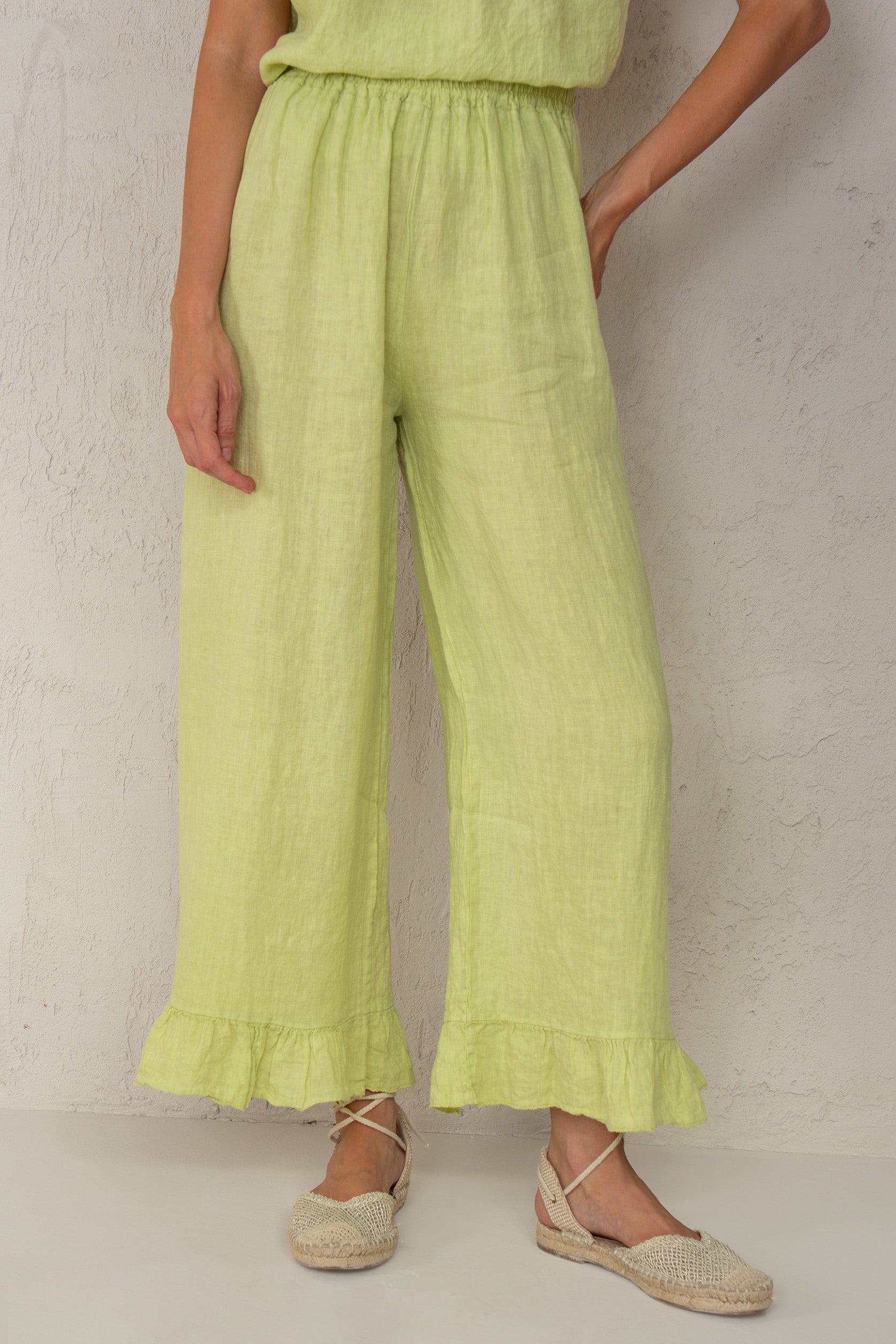 PANTALÓN CHLOE // LINO VERDE CLARO // ON DEMAND
