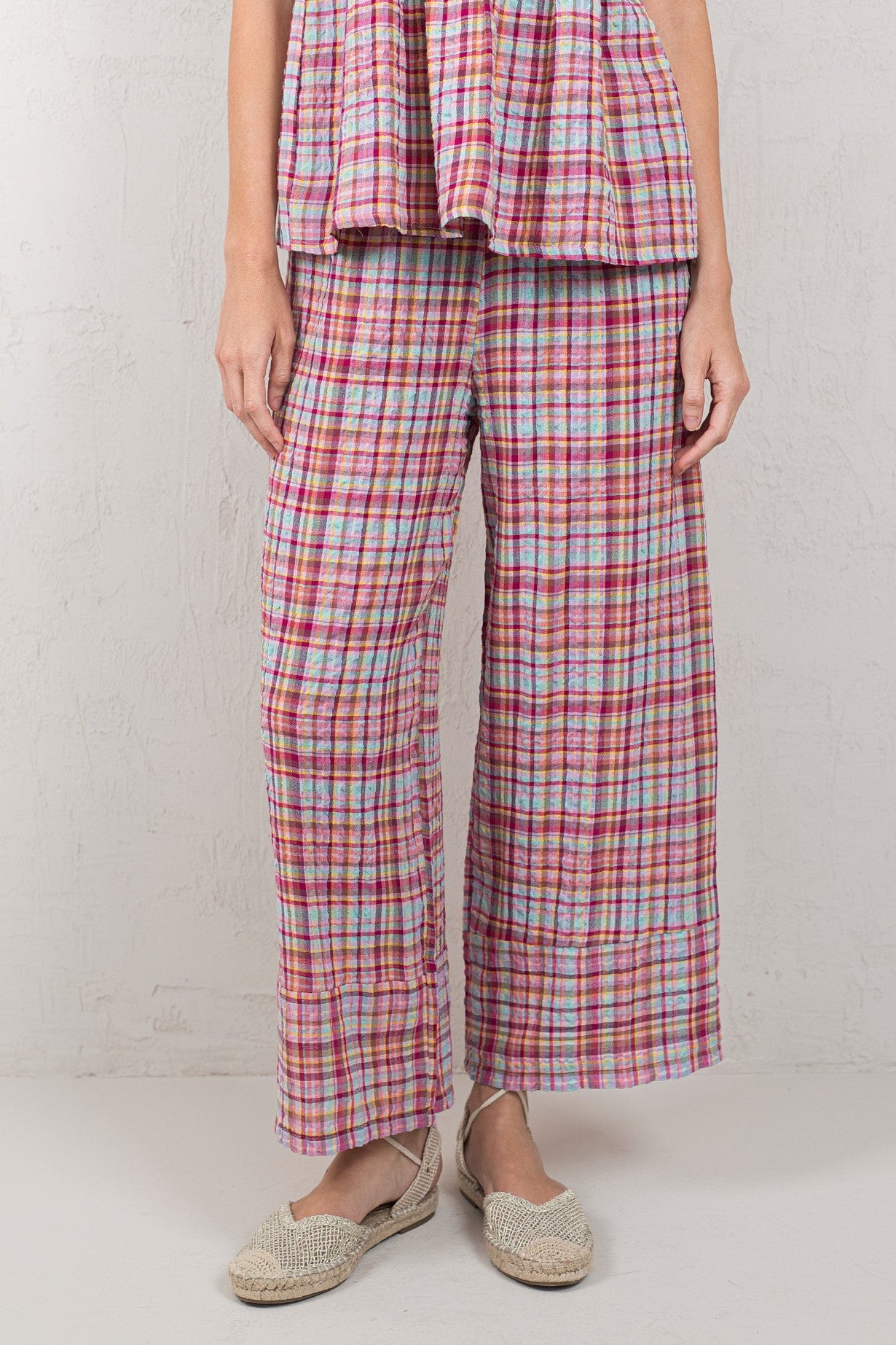 PANTALÓN JULIA // TARTÁN ROSA