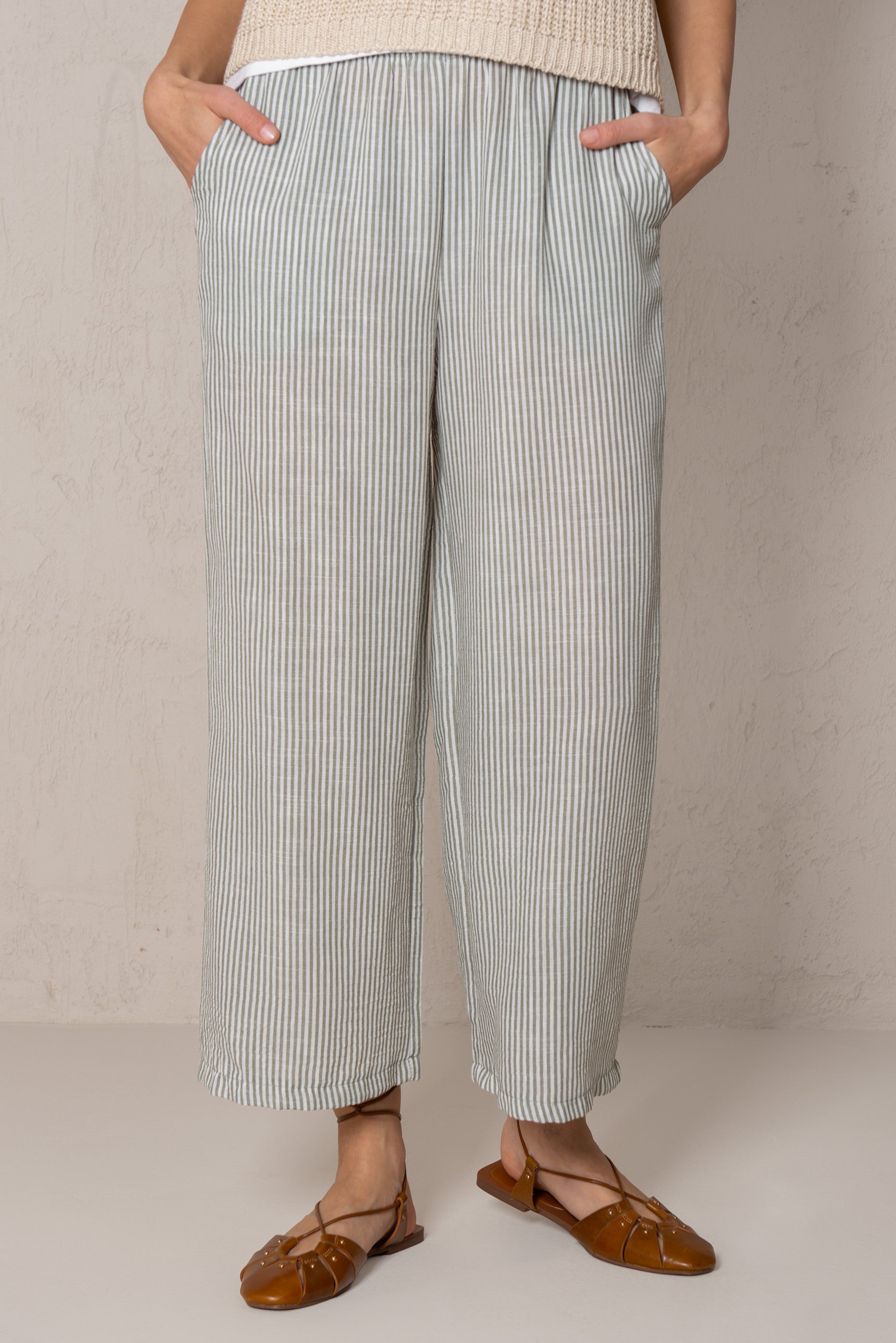 LIA TROUSERS // GREEN STRIPES