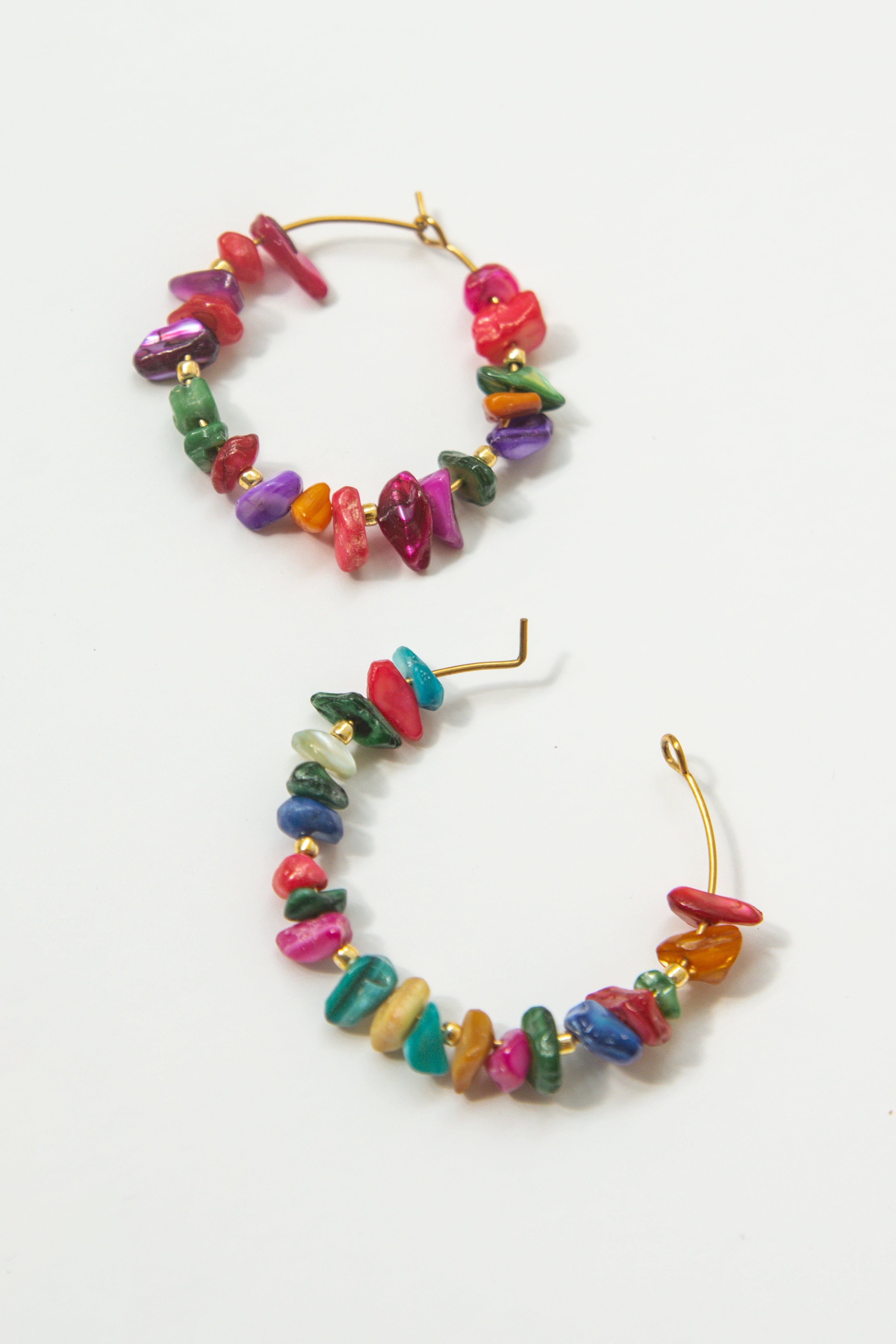 STONE HOOP EARRINGS // MULTICOLOR
