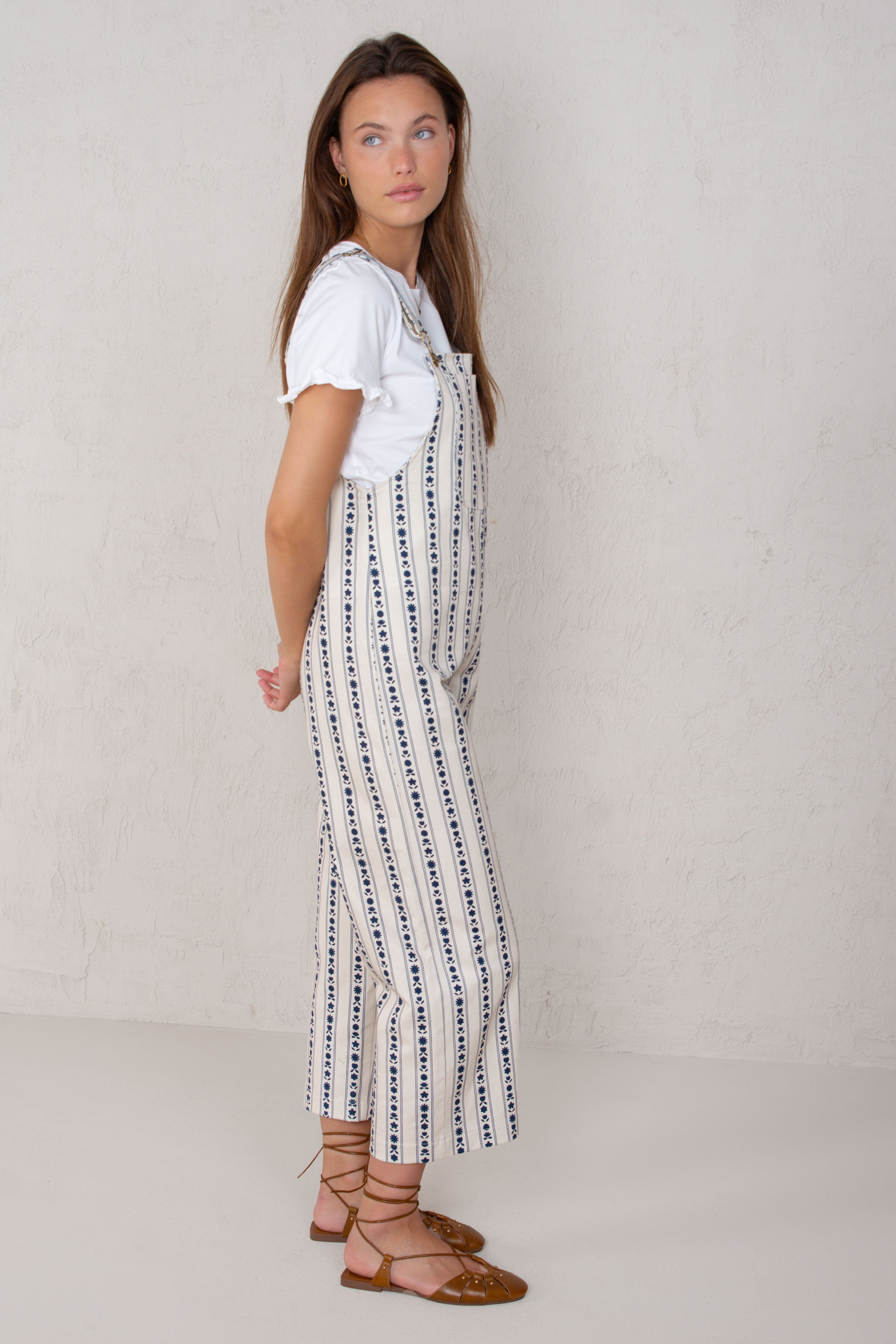 CARMELA OVERALLS // DARK BLUE FLOWERS