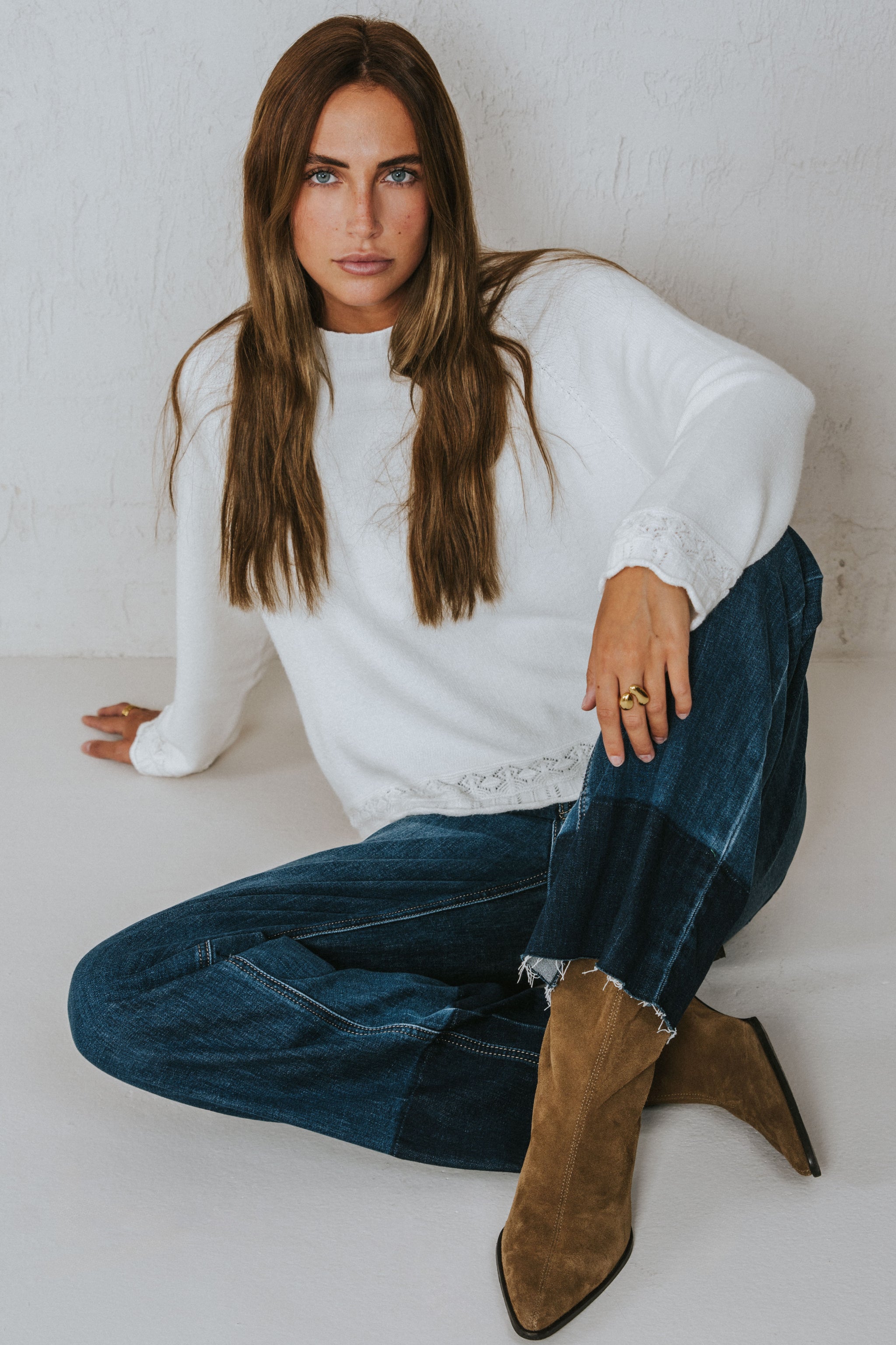 Sofia™ – Checked Blouse Made from Warm, Soft Hoodie Material