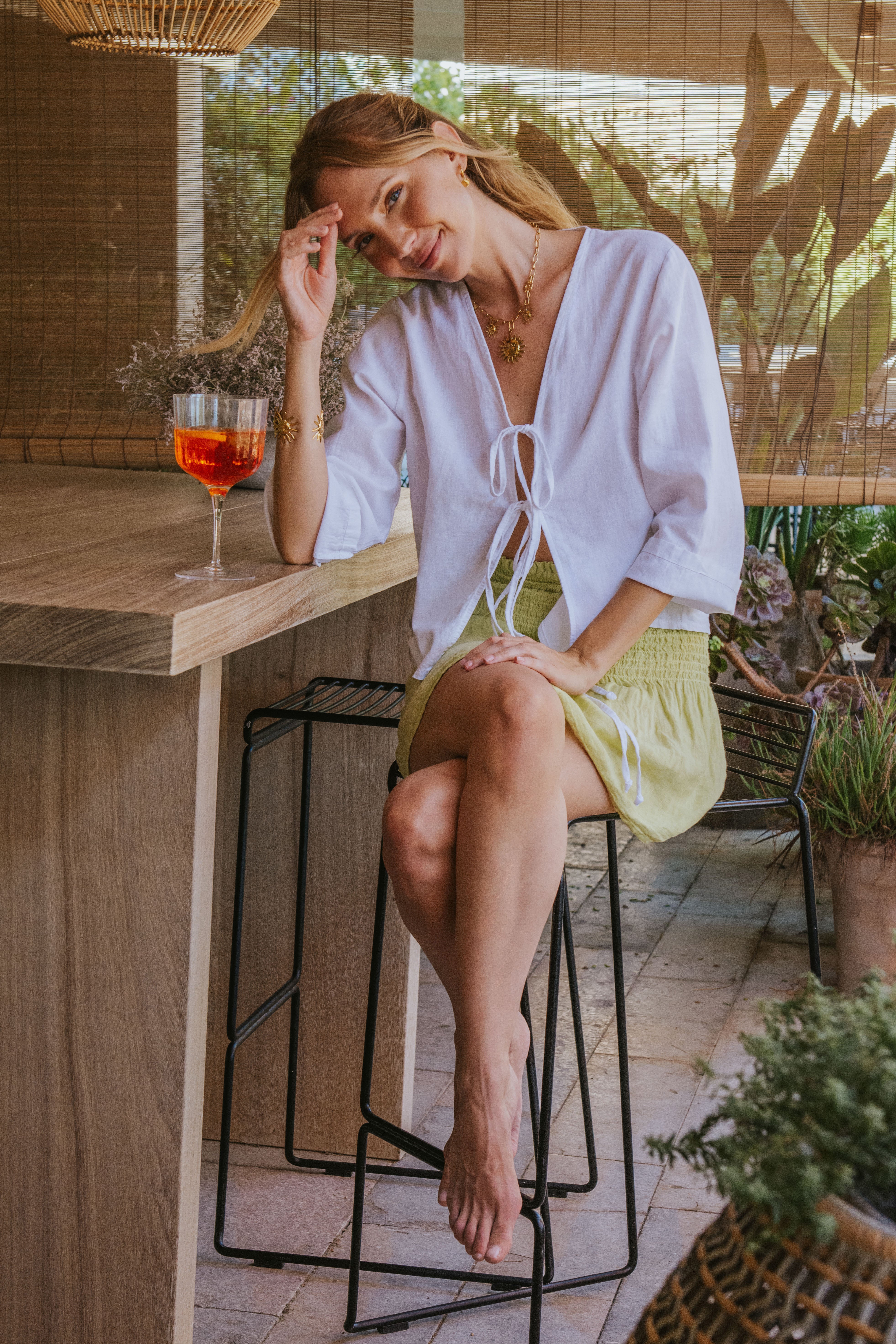 TOP / FALDA MAR // LINO VERDE CLARO