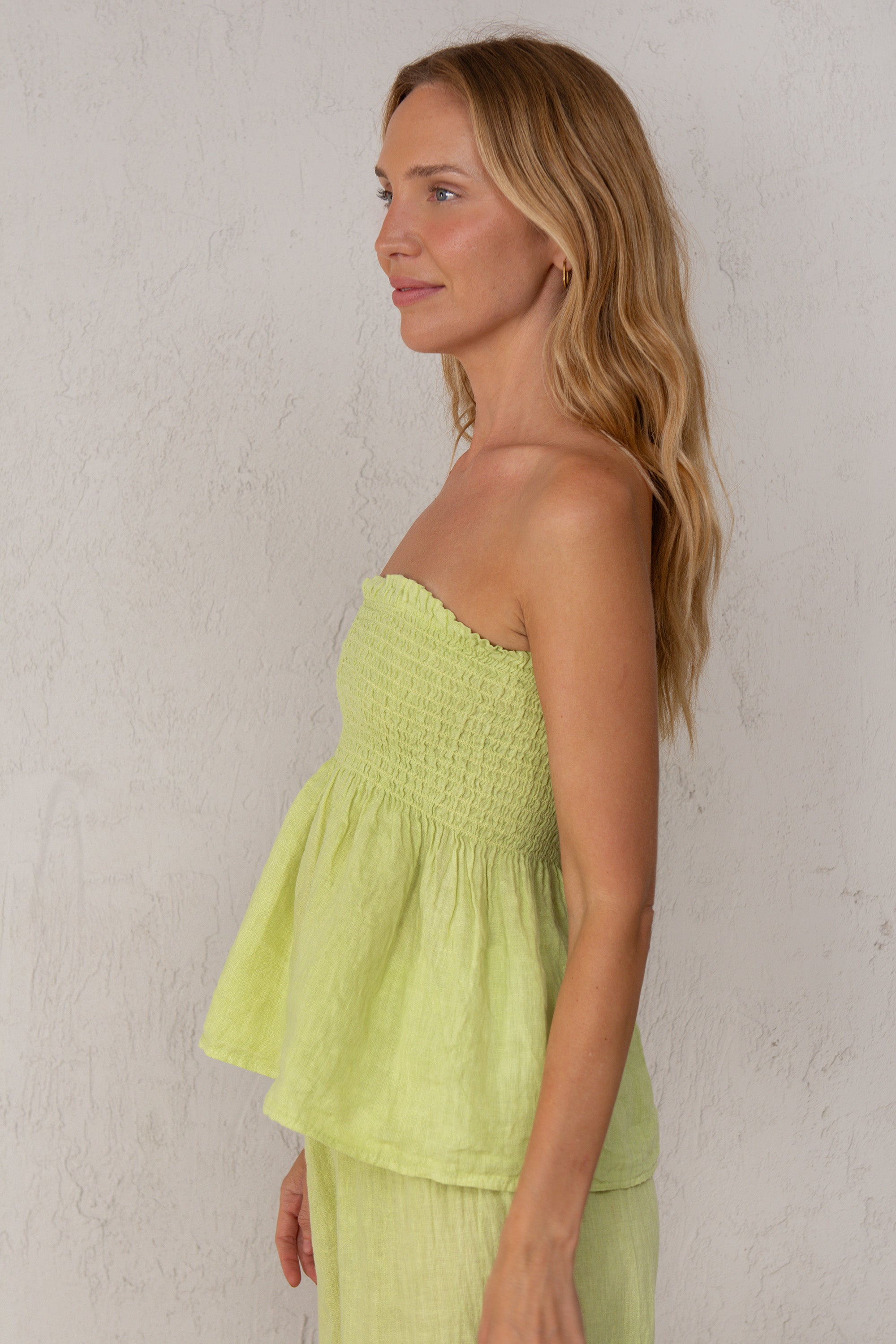LIGHT GREEN LINEN CROP TOP
