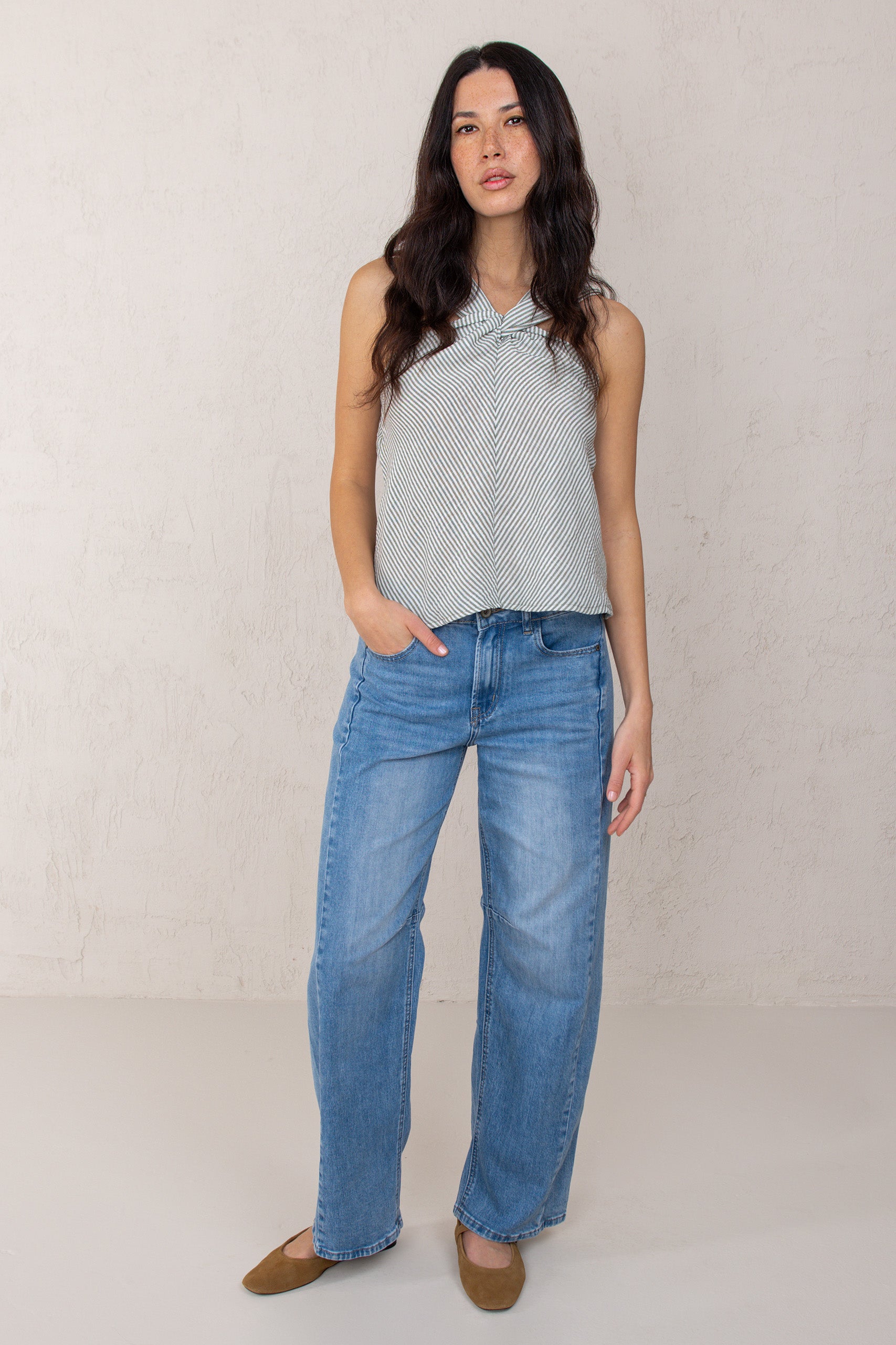 NOELIA TOP // GREEN STRIPES