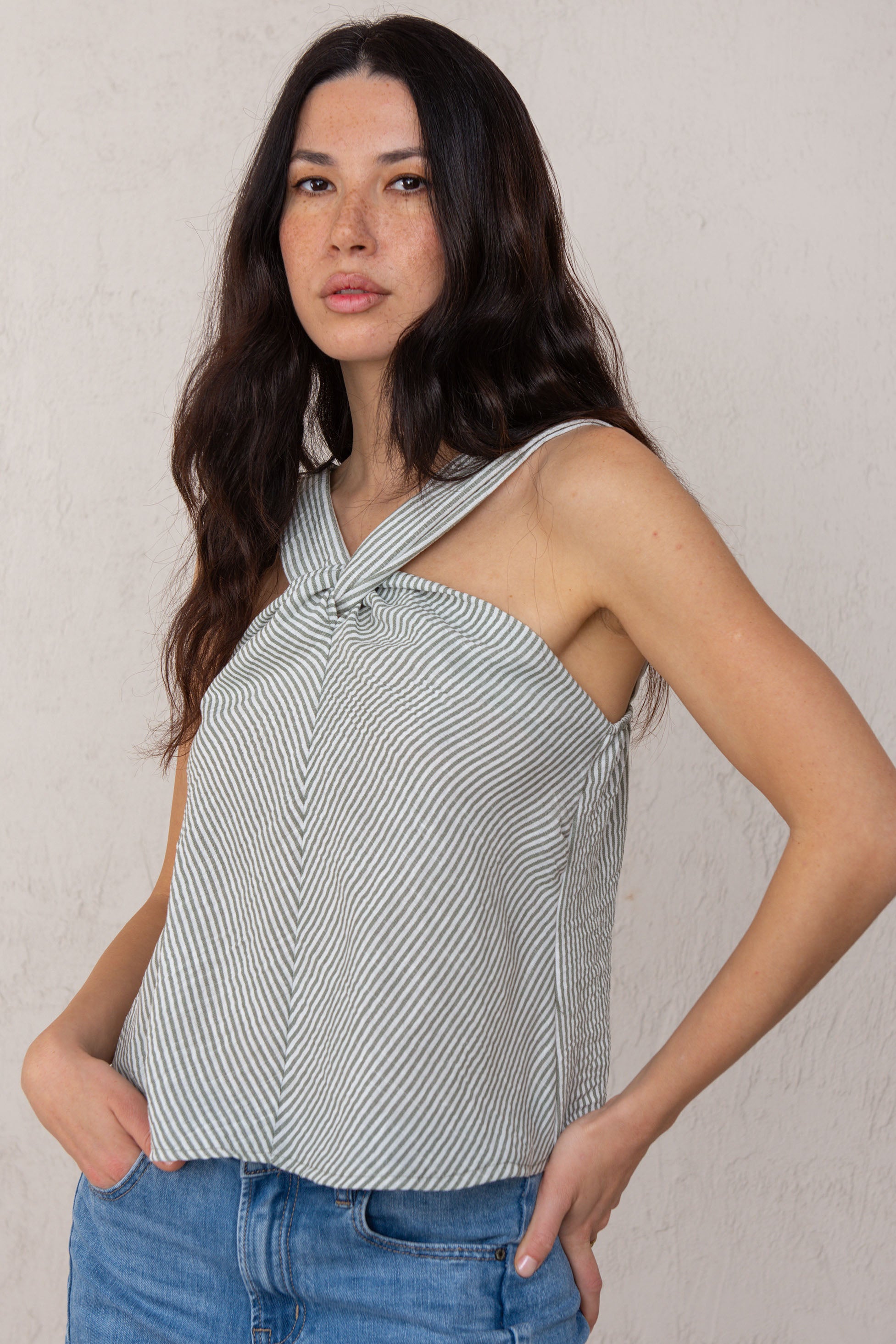 NOELIA TOP // GREEN STRIPES