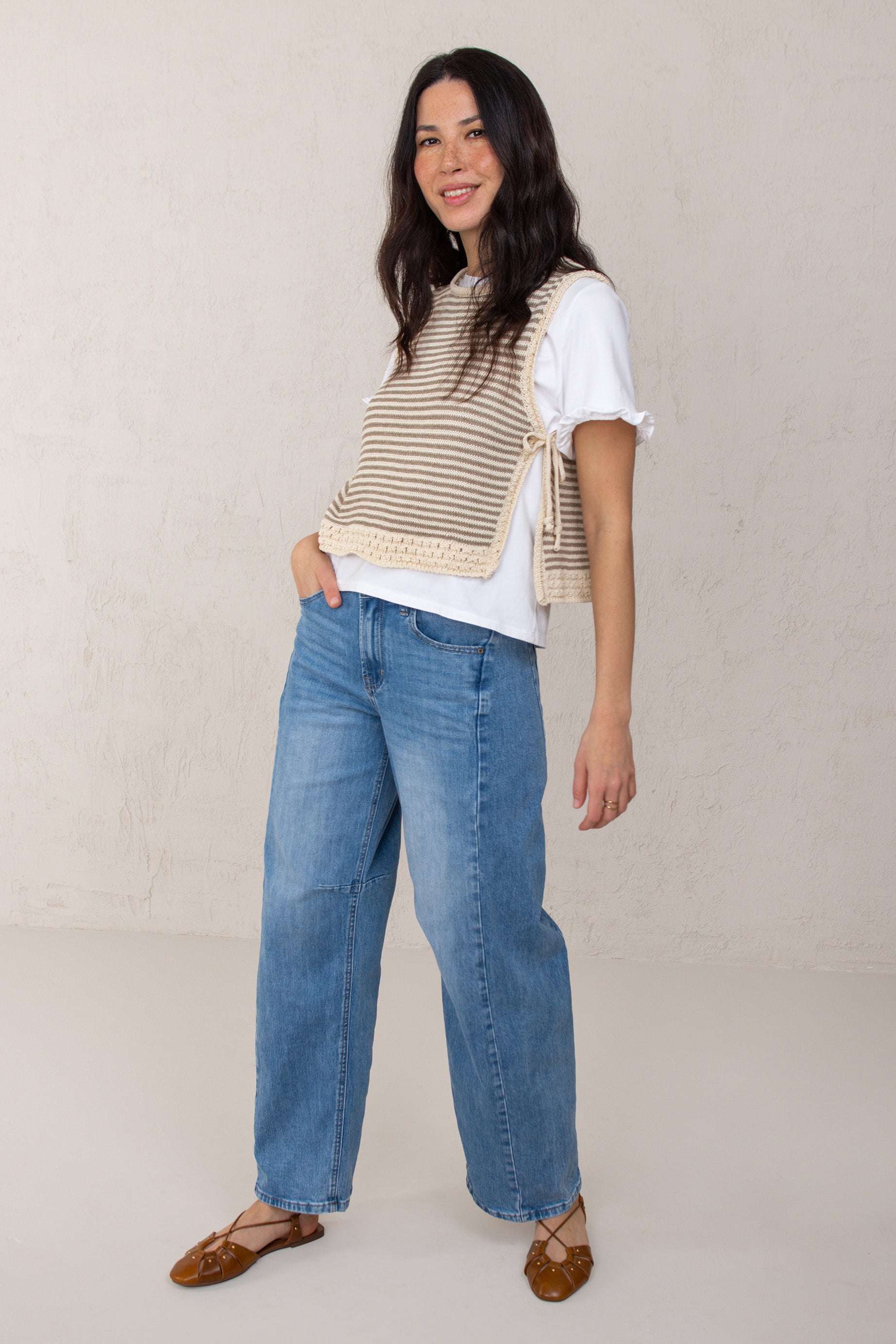 VERA TOP // BEIGE STRIPES