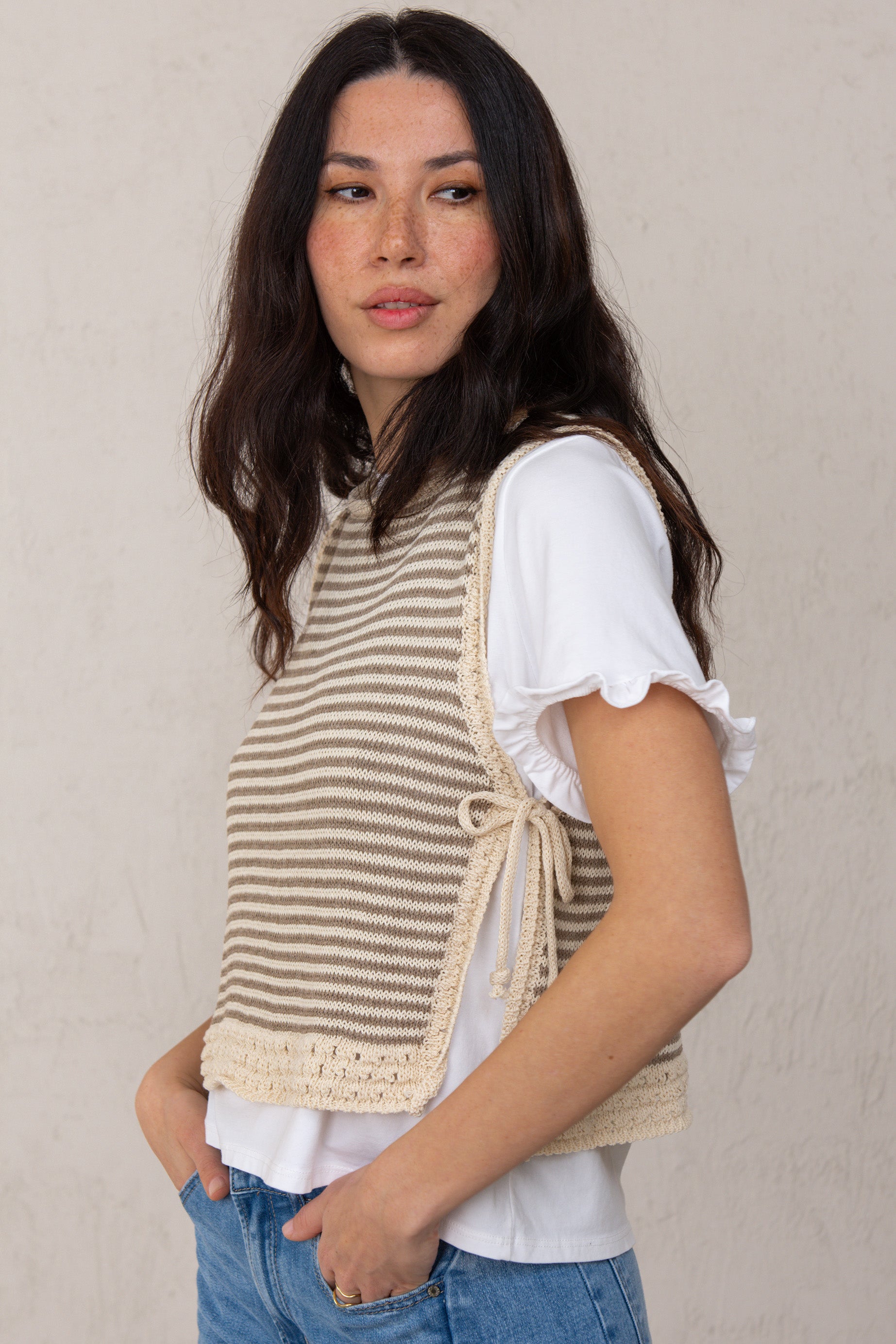 VERA TOP // BEIGE STRIPES